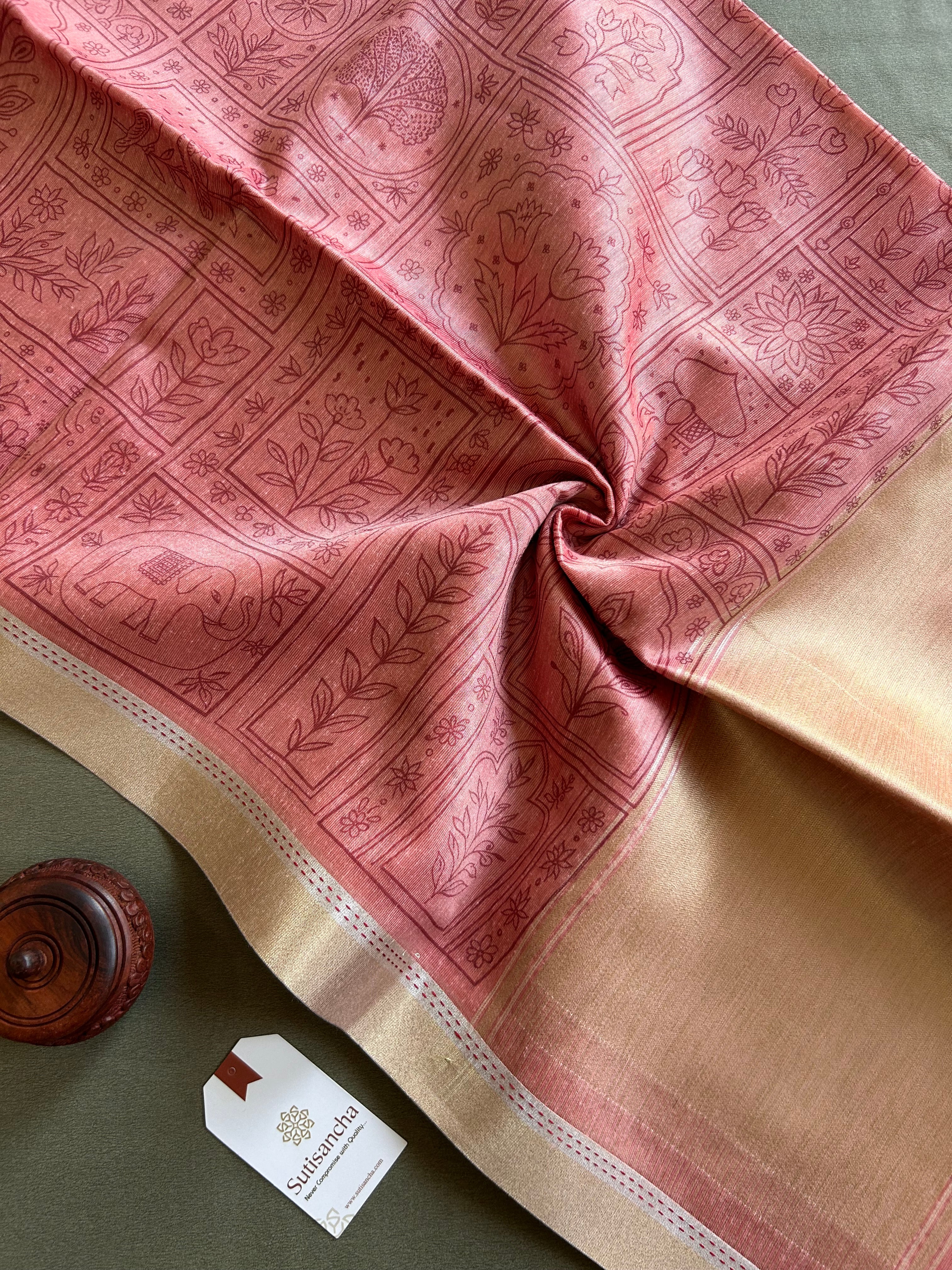 Classic Pure Cotton Saree with Wroli Design & Zari Border