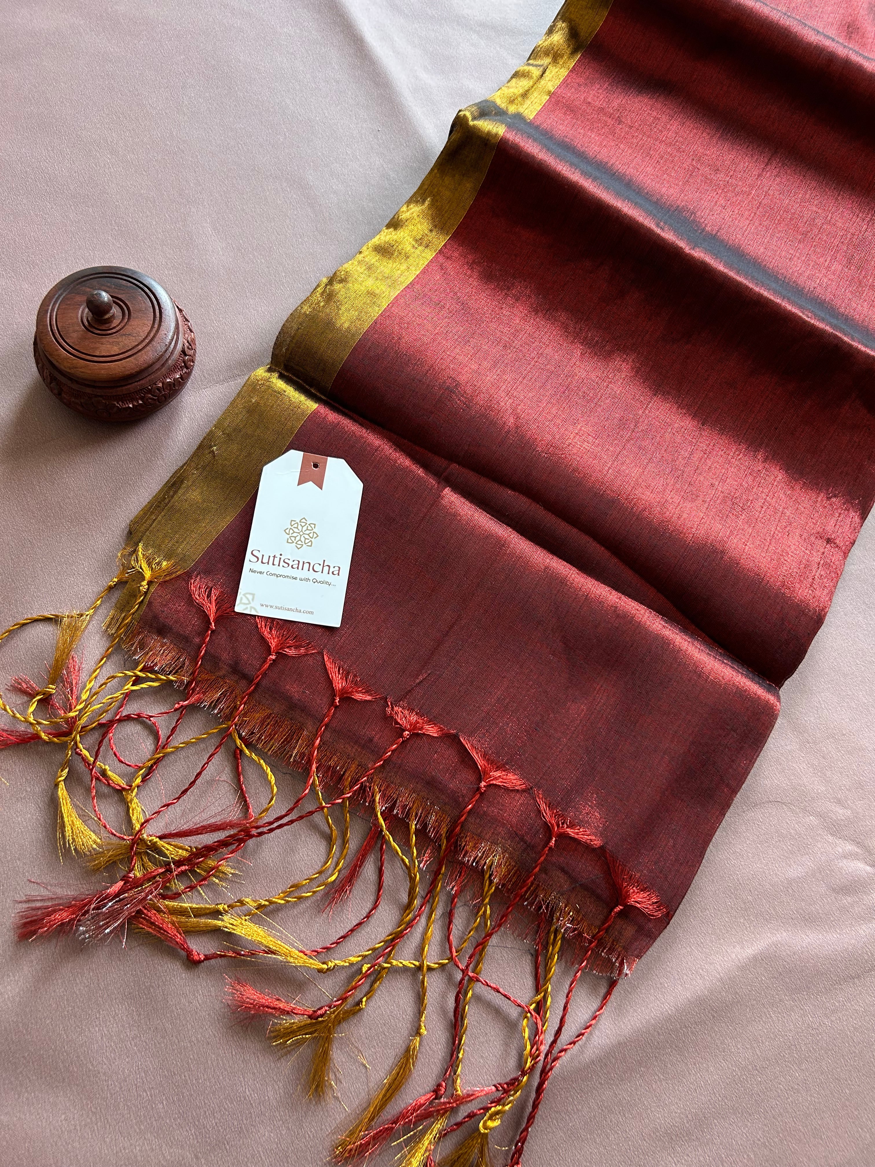 Regal Split Elegance Handloom Tissue Cotton Saree
