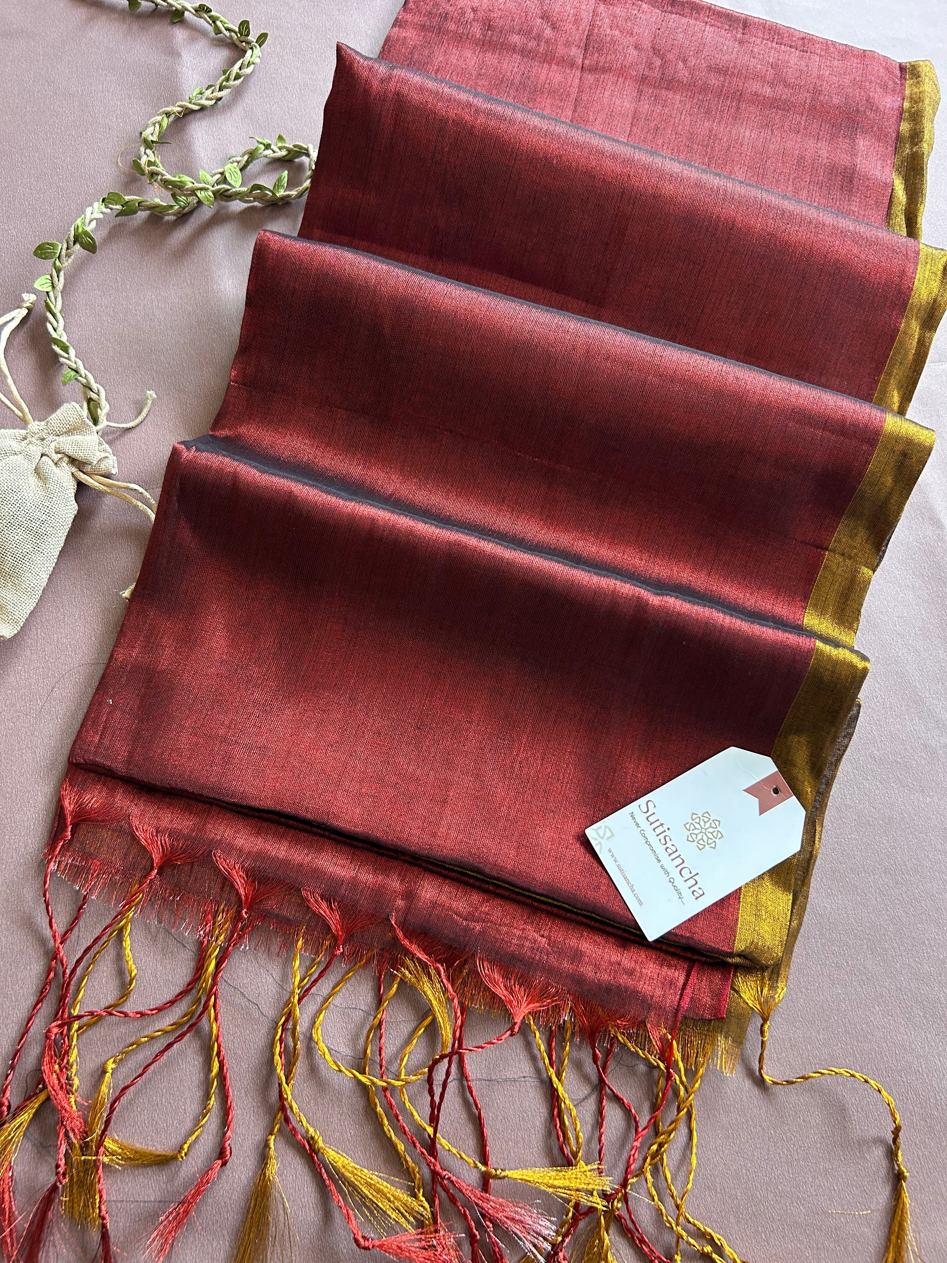 Regal Split Elegance Handloom Tissue Cotton Saree