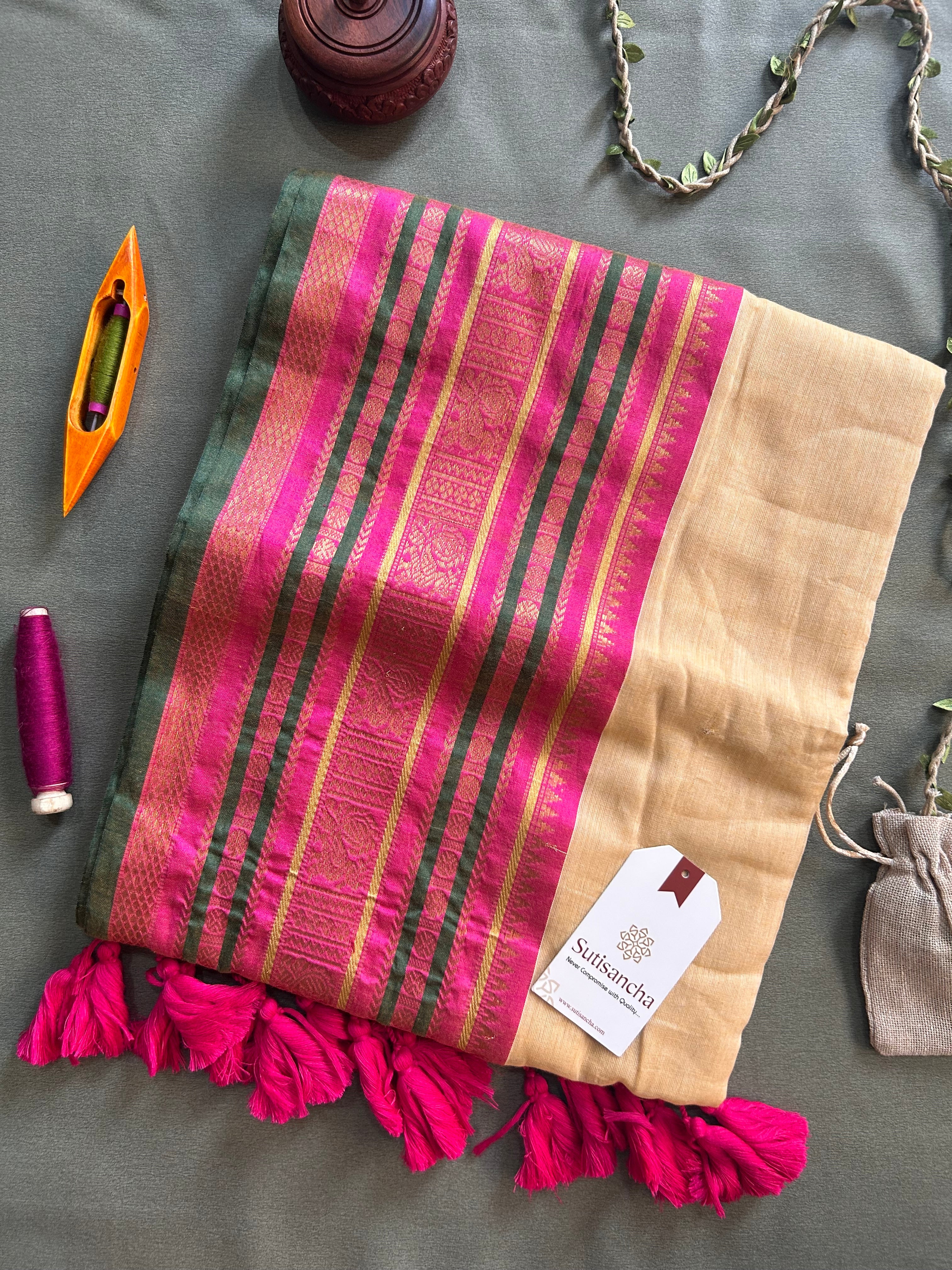 Festive Pure Mul Cotton Zari Border Saree