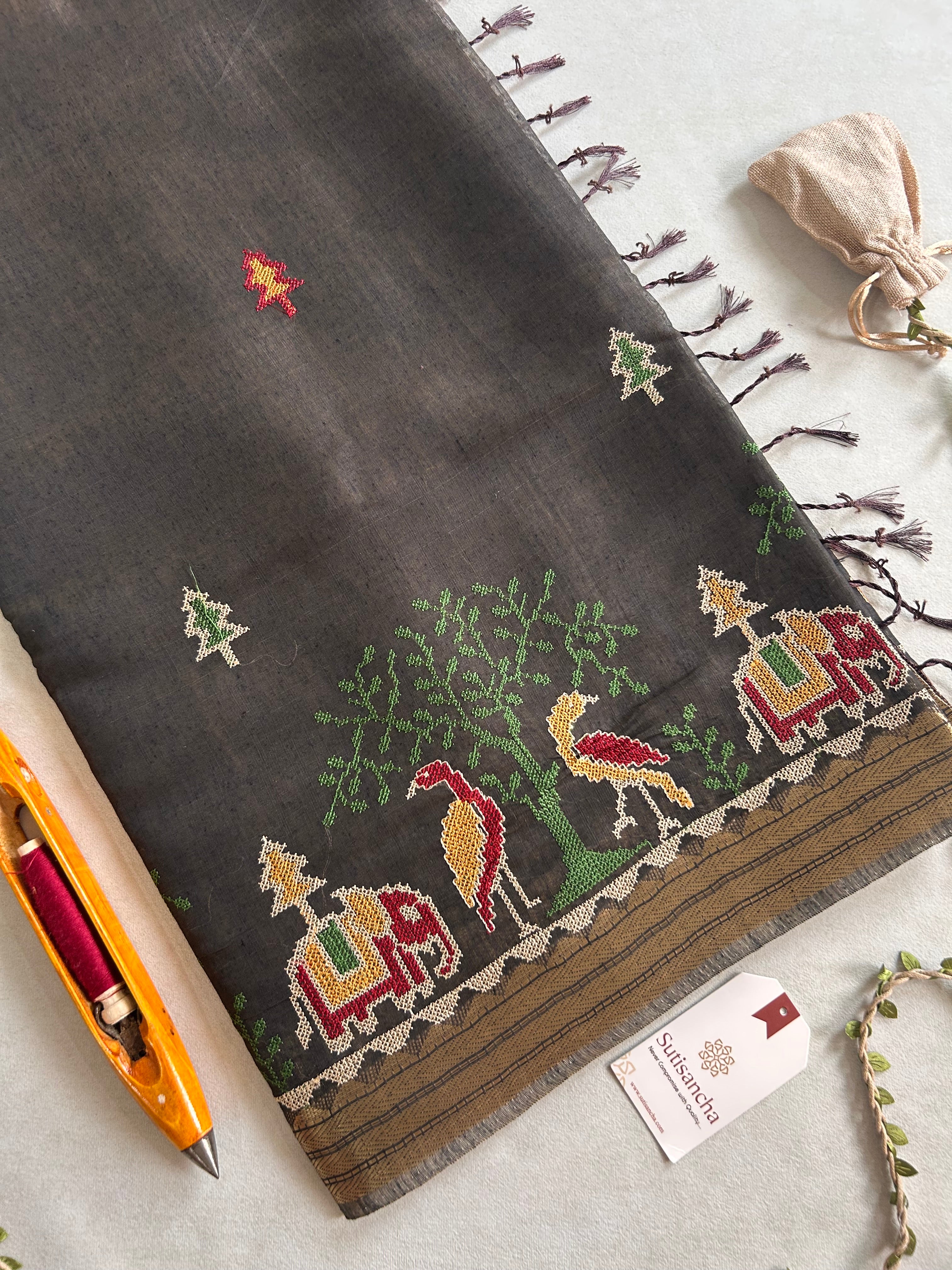 Lokya Nature Thread Work Cotton Saree