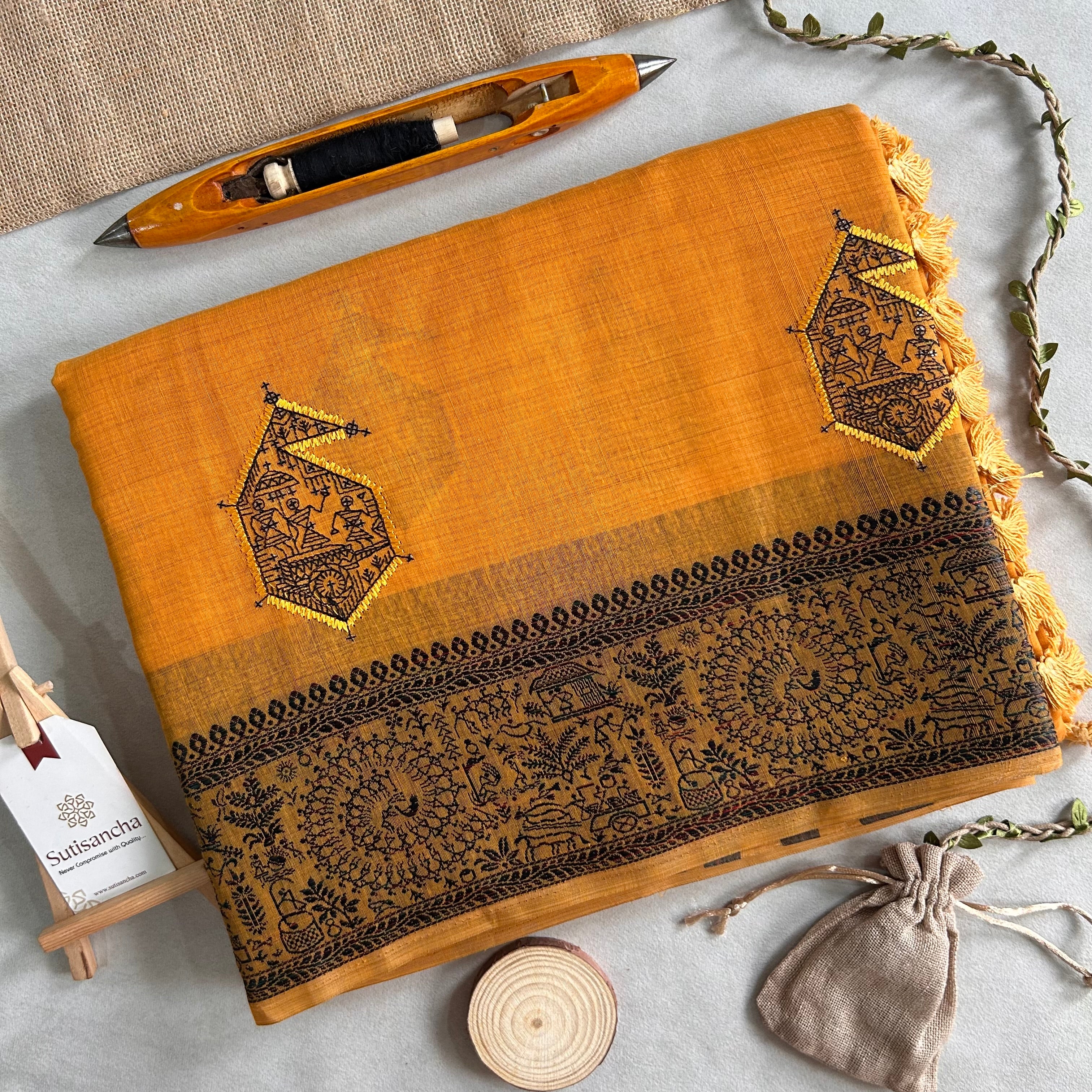 Adiva Cotton Saree with Heritage Thread Work
