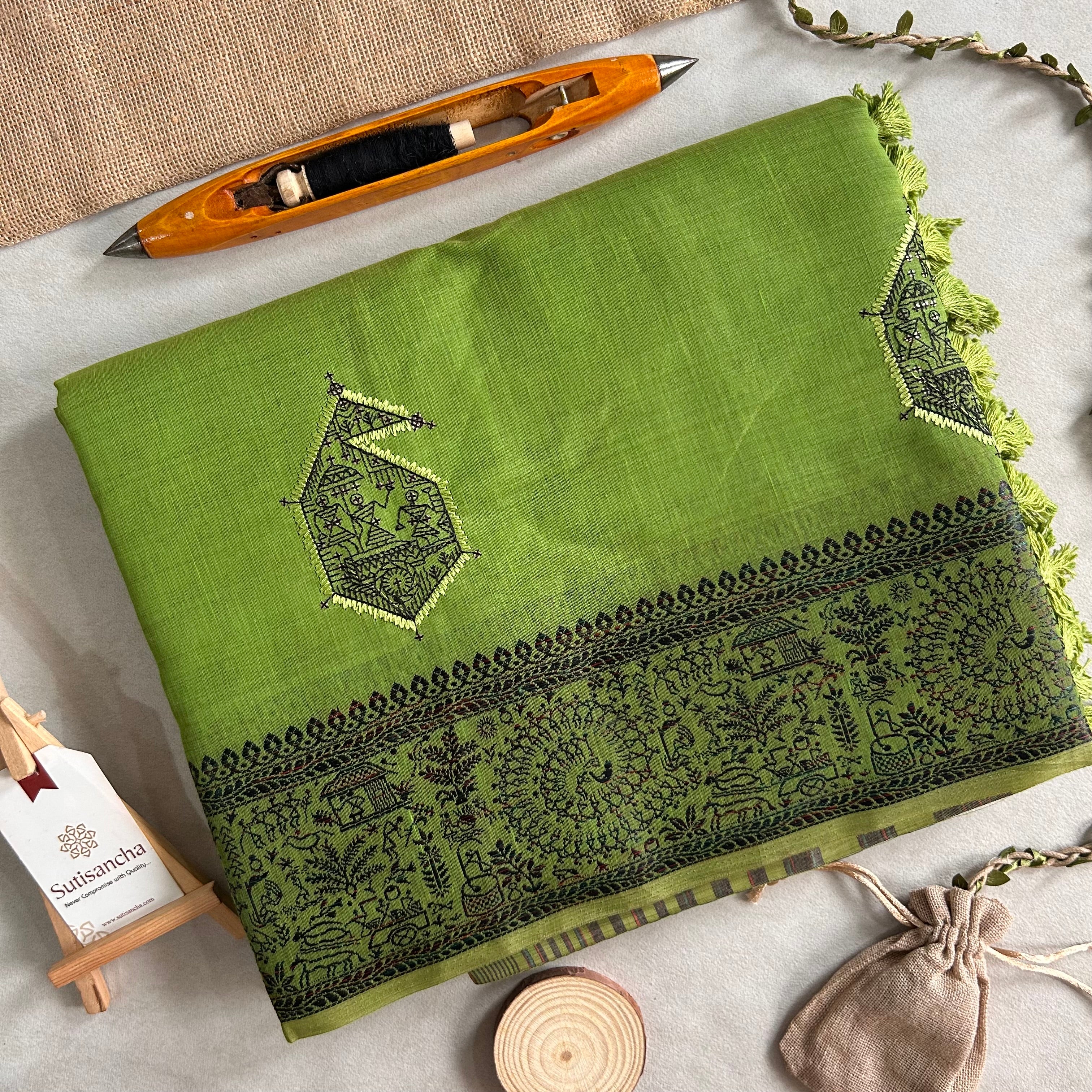Adiva Cotton Saree with Heritage Thread Work