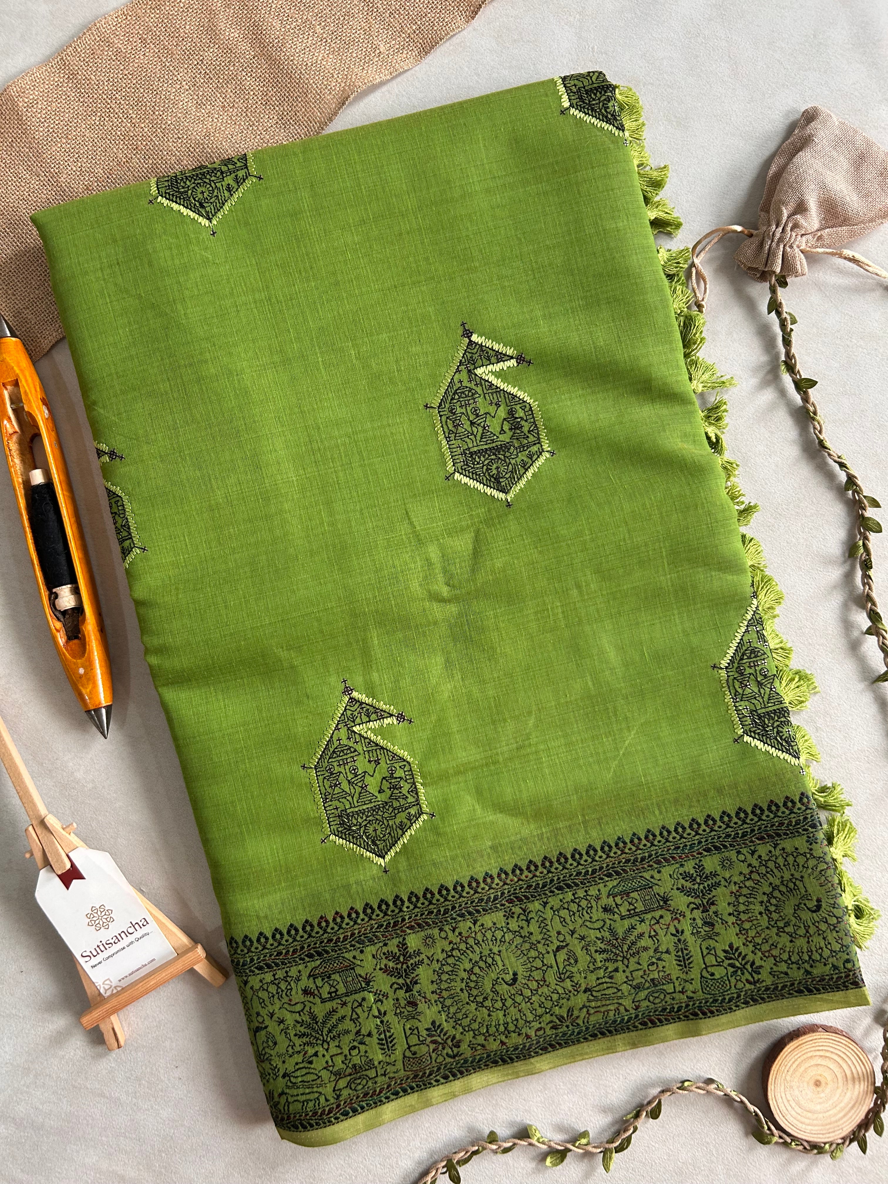 Adiva Cotton Saree with Heritage Thread Work