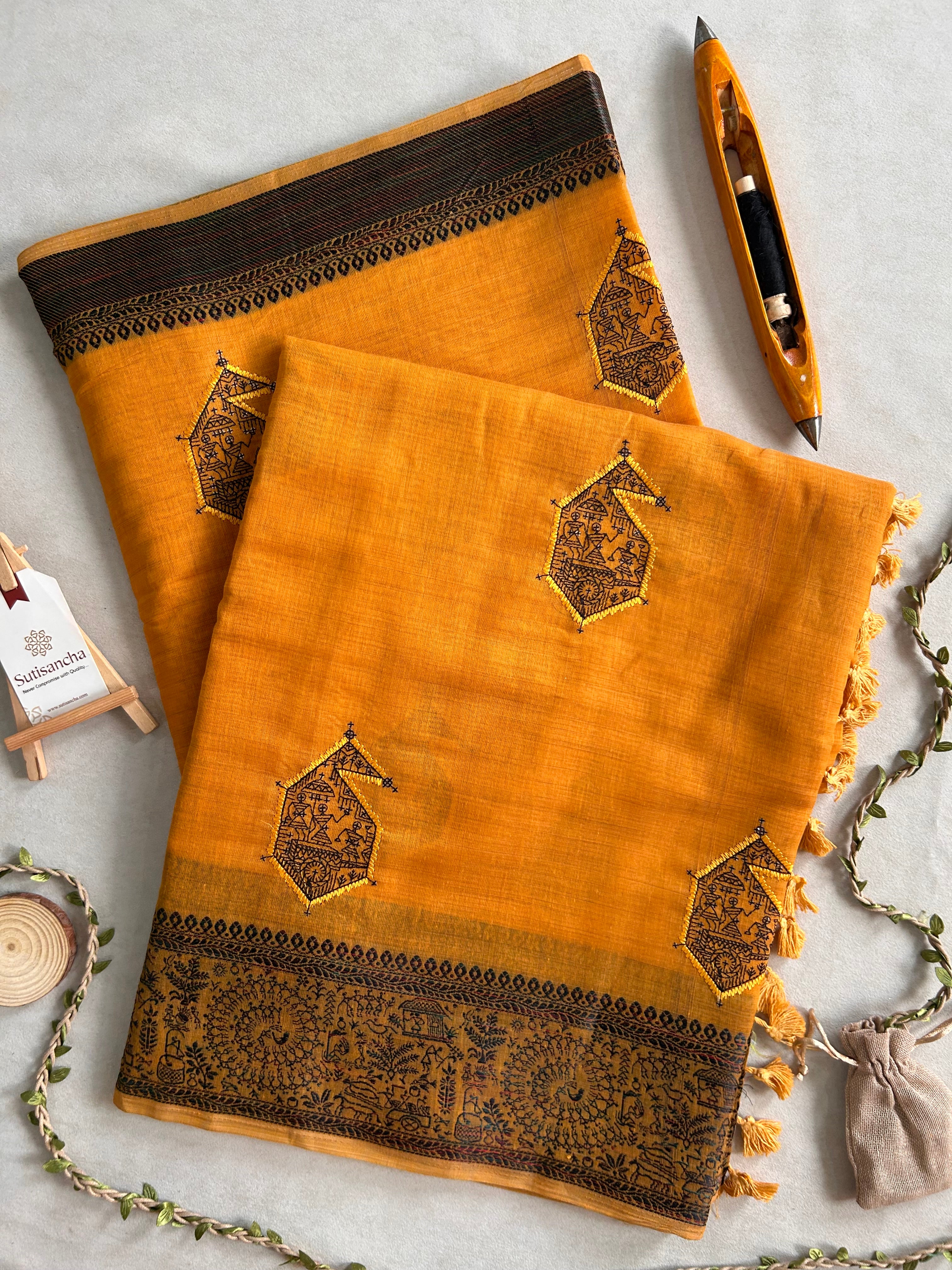 Adiva Cotton Saree with Heritage Thread Work