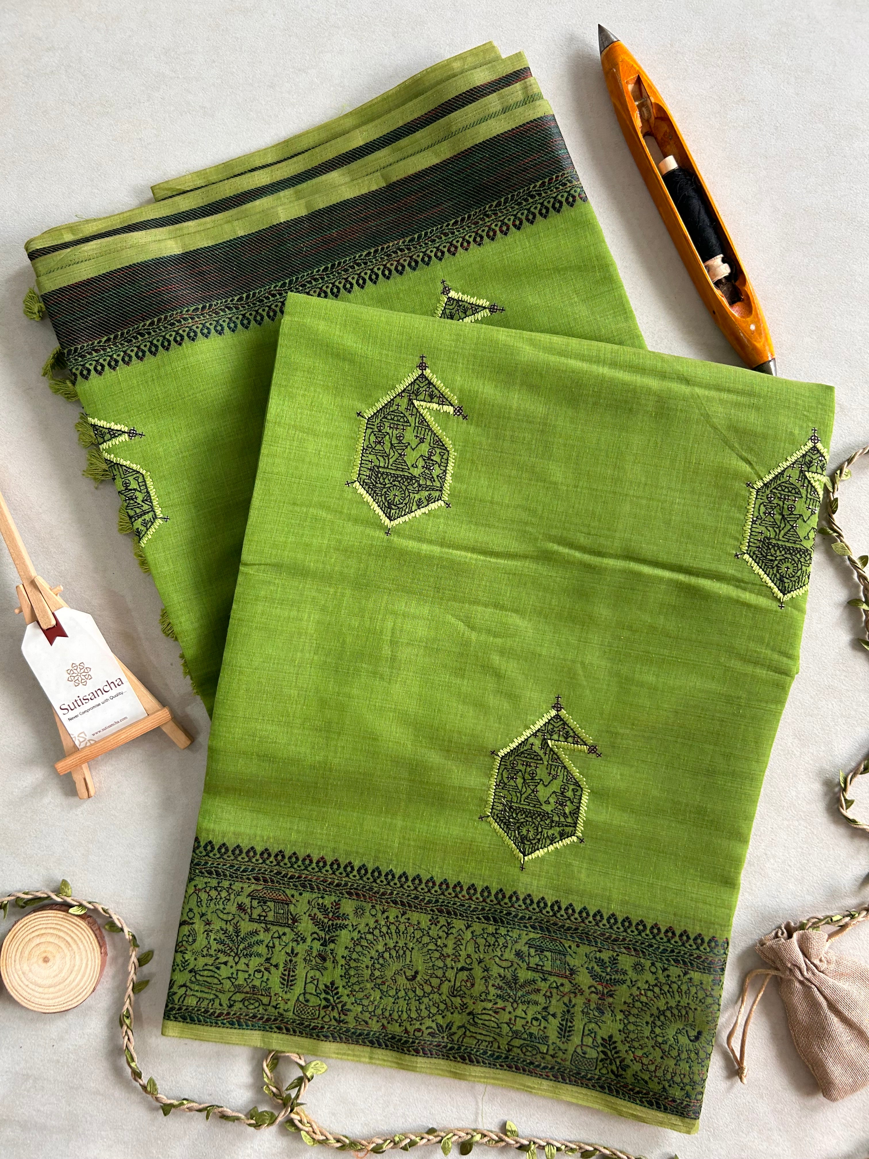 Adiva Cotton Saree with Heritage Thread Work