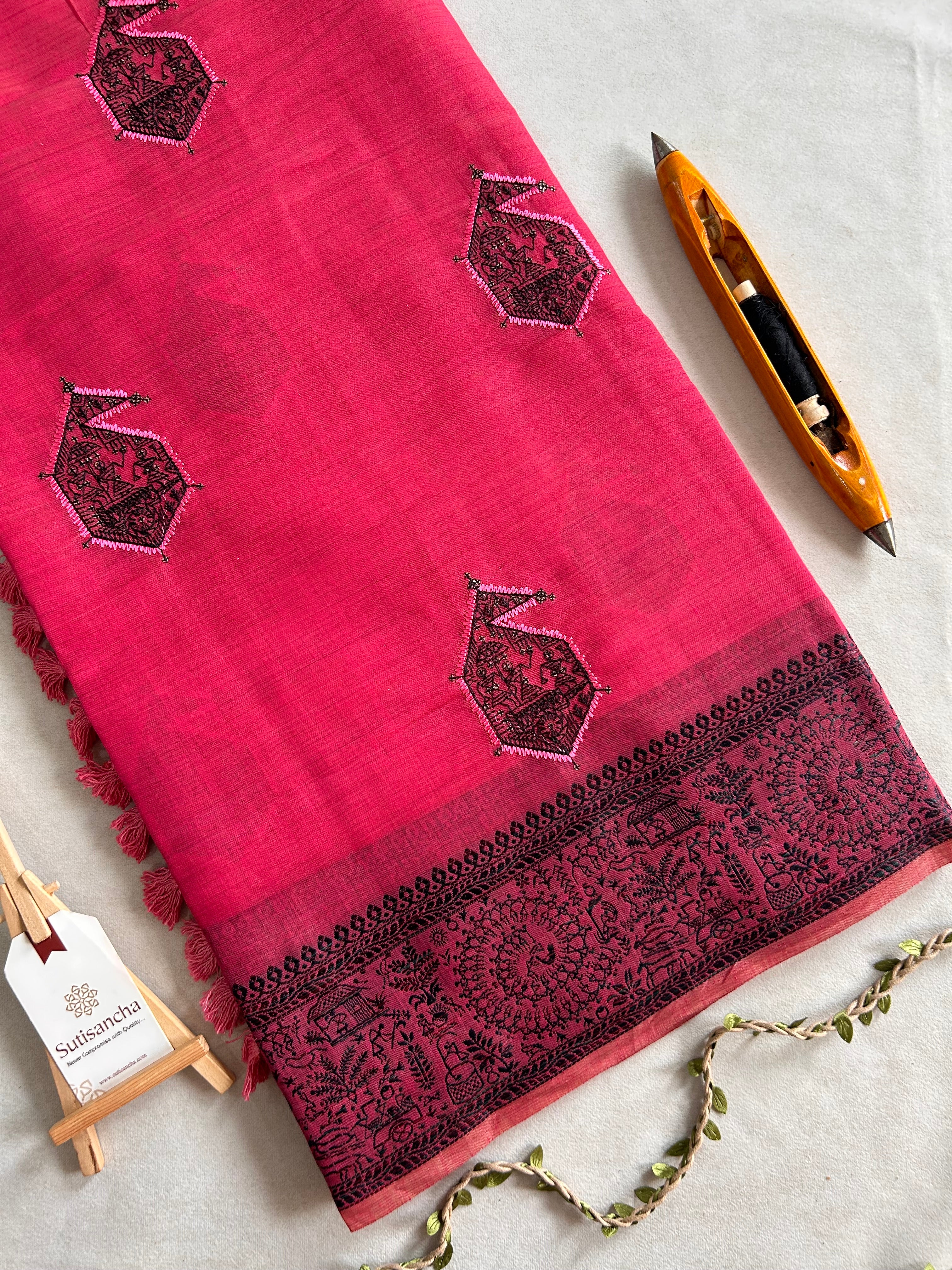 Adiva Cotton Saree with Heritage Thread Work