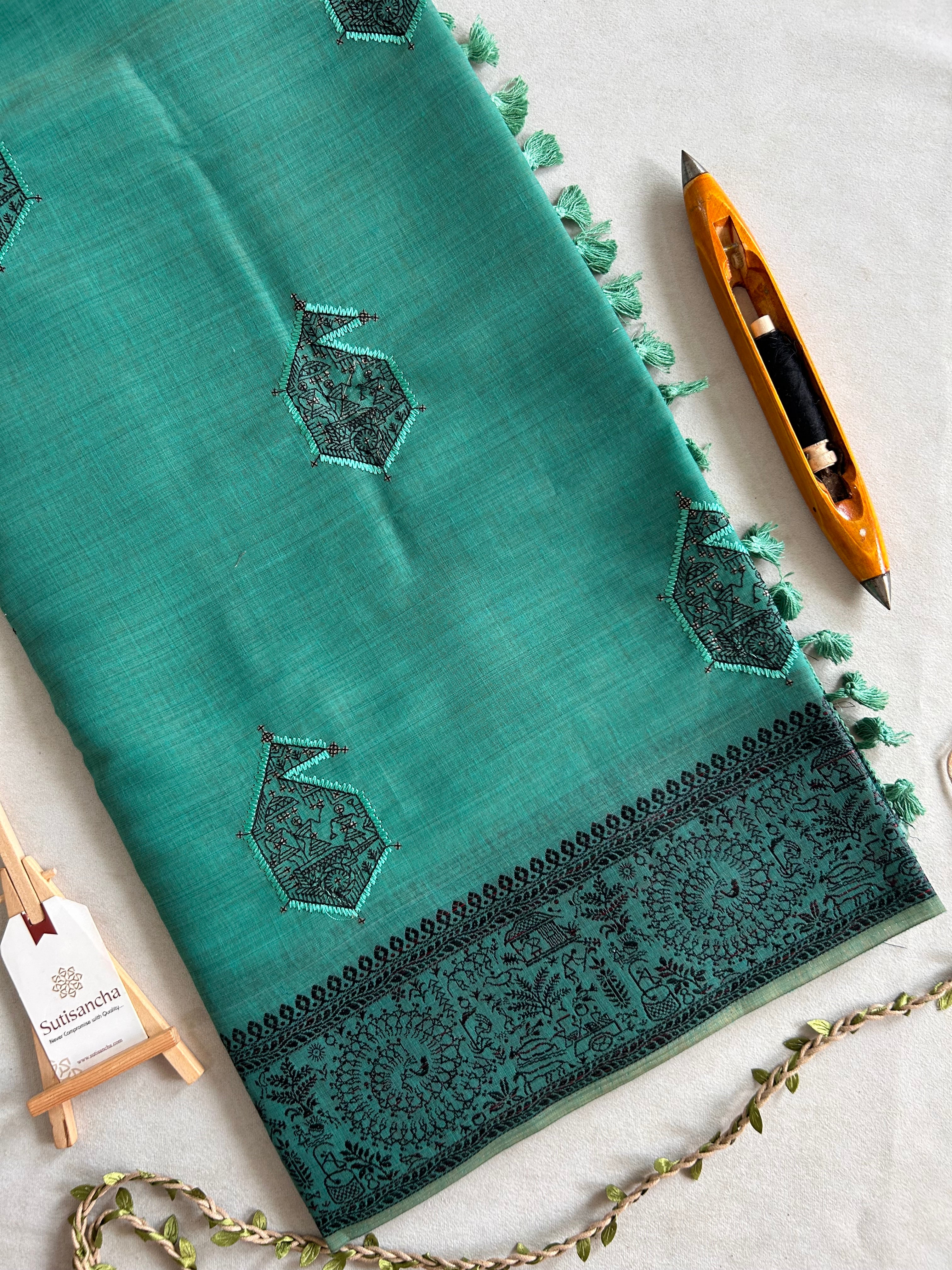 Adiva Cotton Saree with Heritage Thread Work