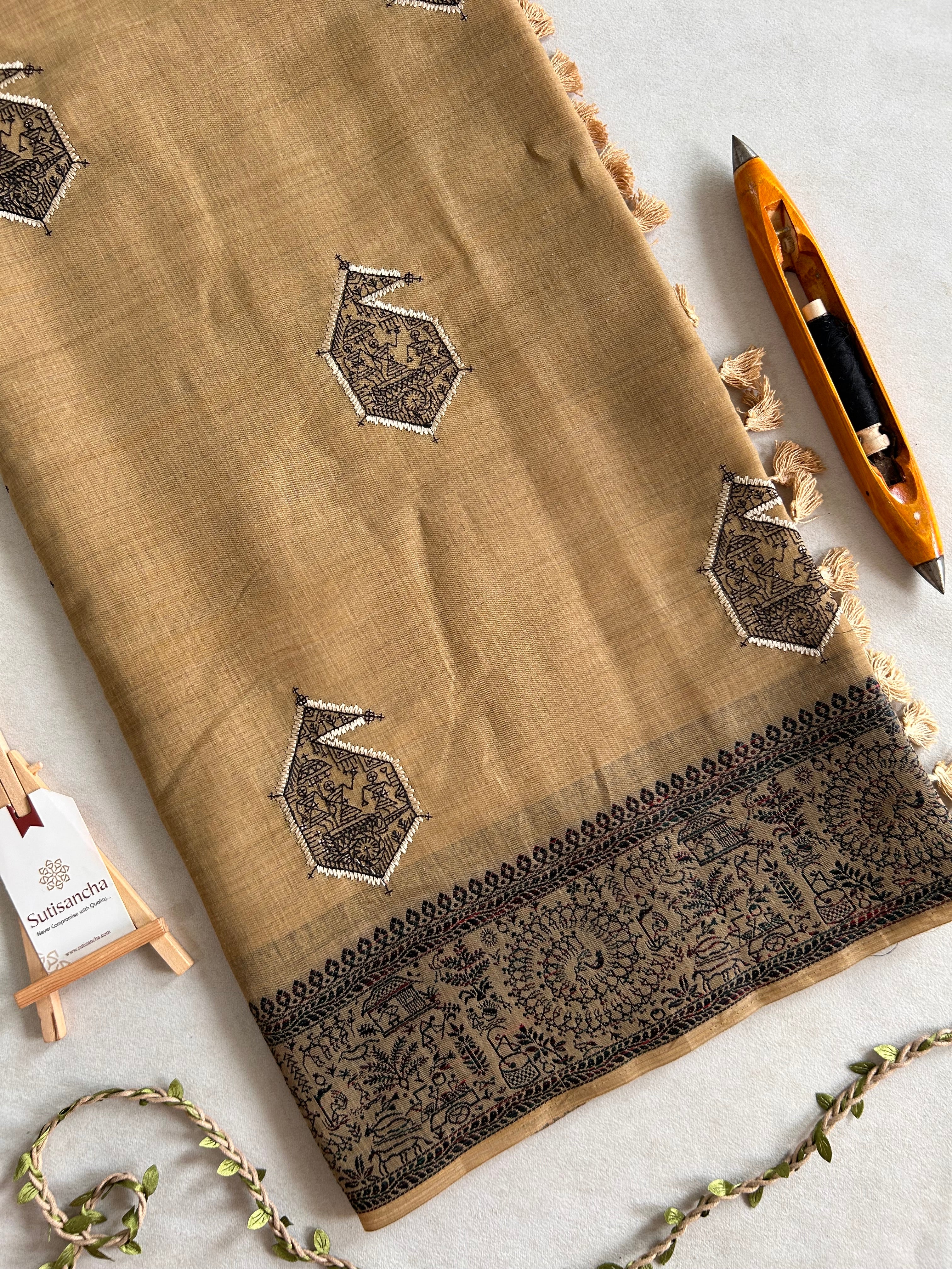 Adiva Cotton Saree with Heritage Thread Work