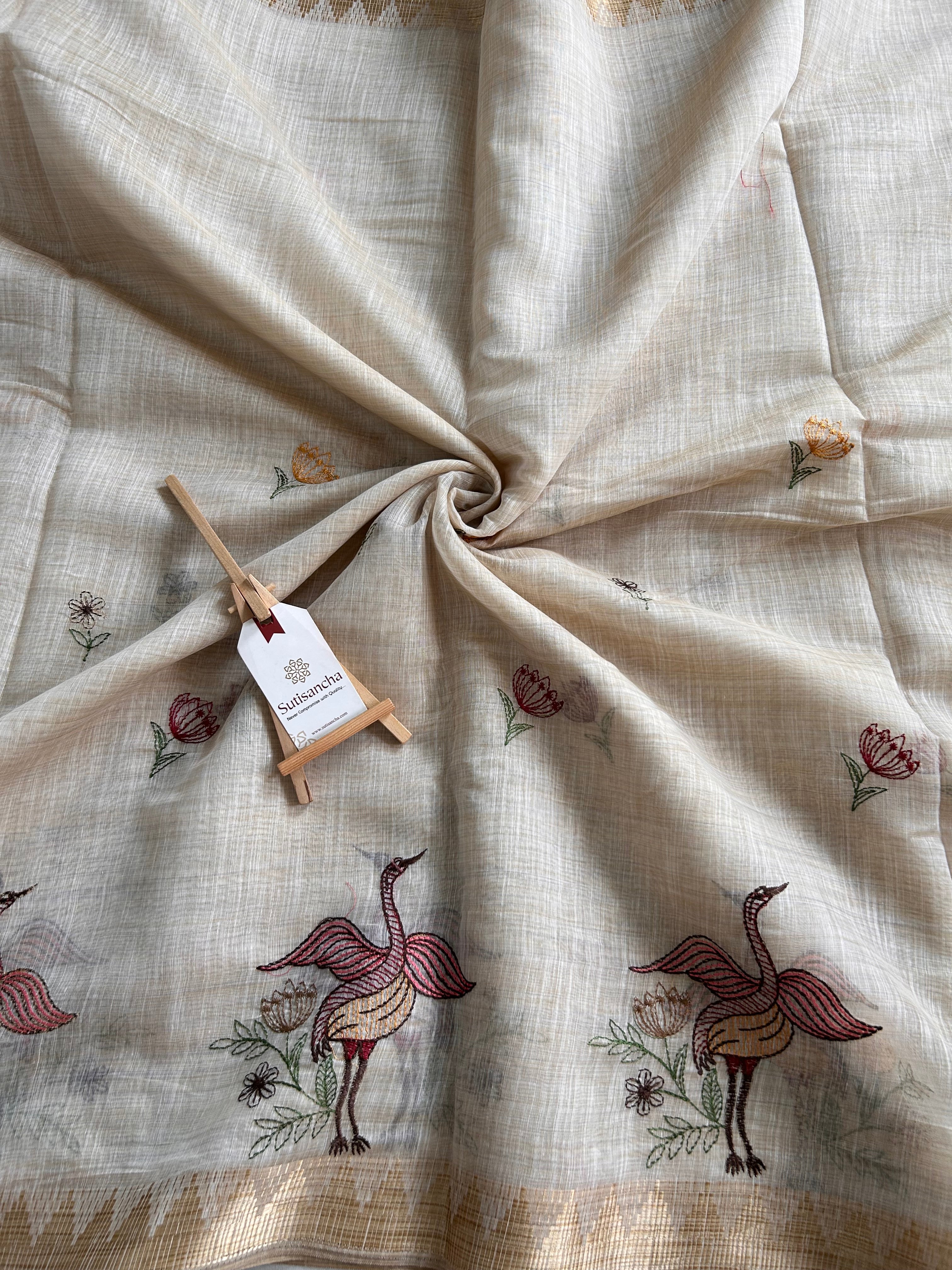 Prakriti Heritage Cotton Saree Nature Thread Art