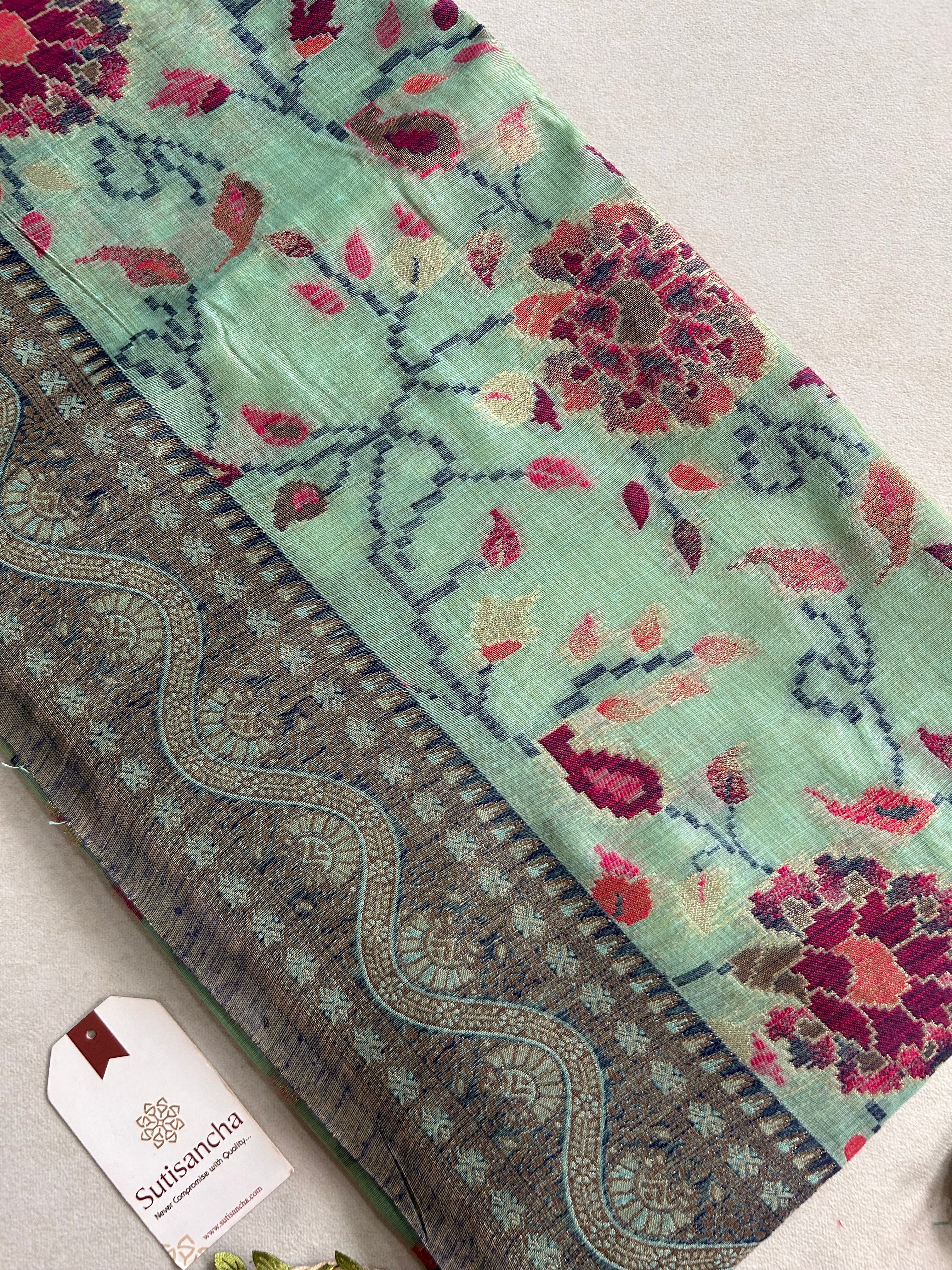 Mayra Heritage Cotton Saree Ornamental Floral Weave