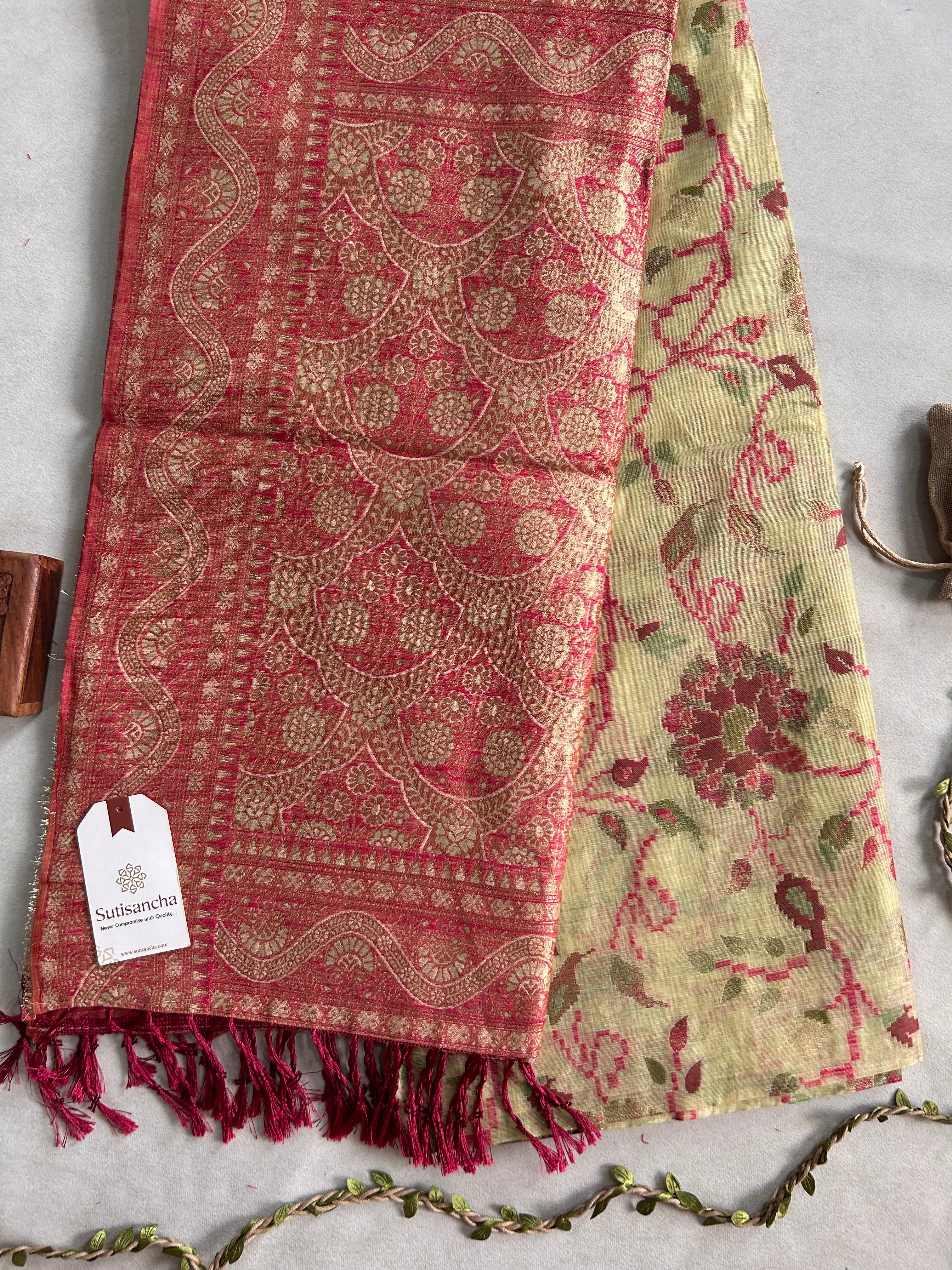 Mayra Heritage Cotton Saree Ornamental Floral Weave