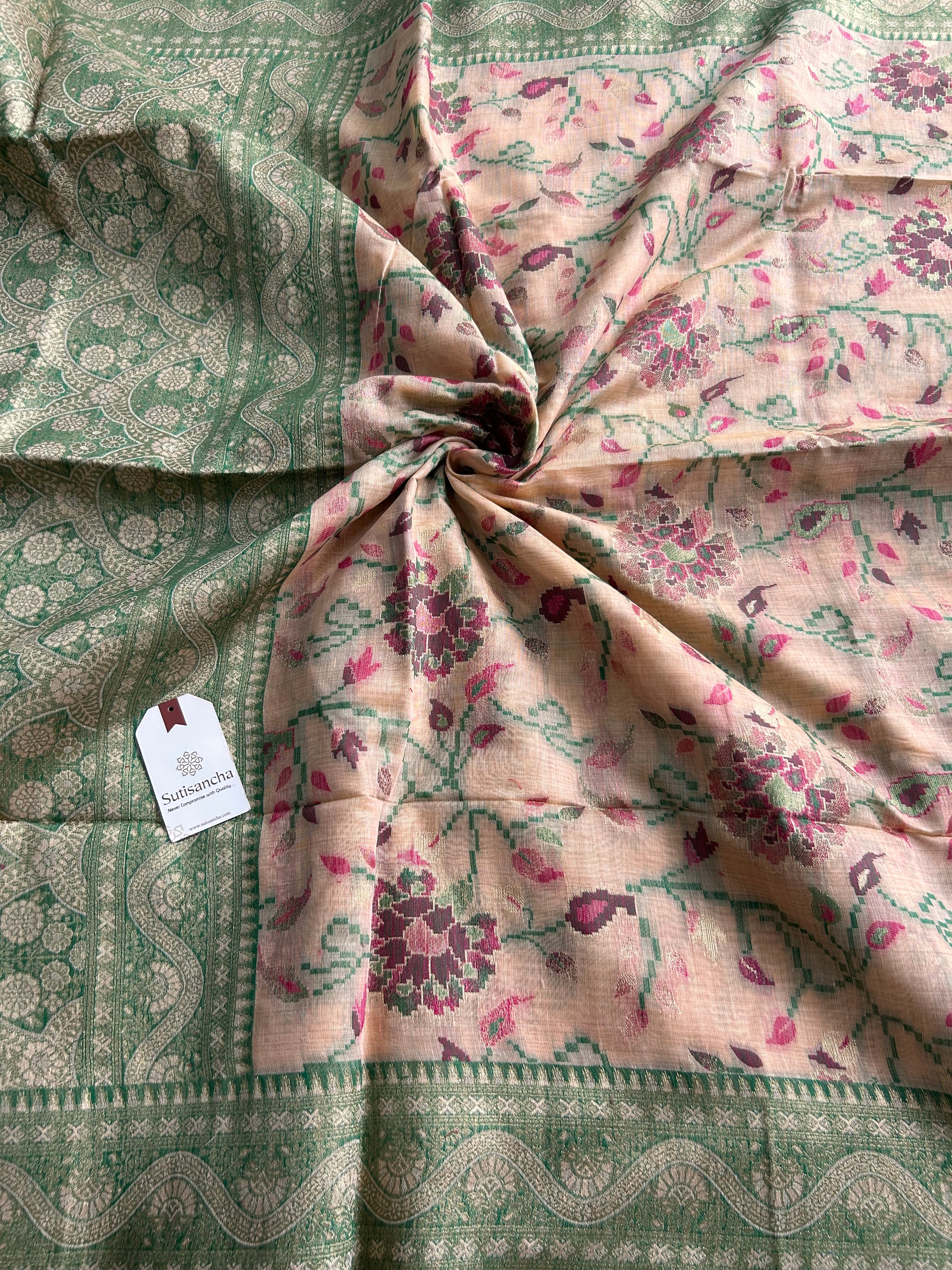 Mayra Heritage Cotton Saree Ornamental Floral Weave