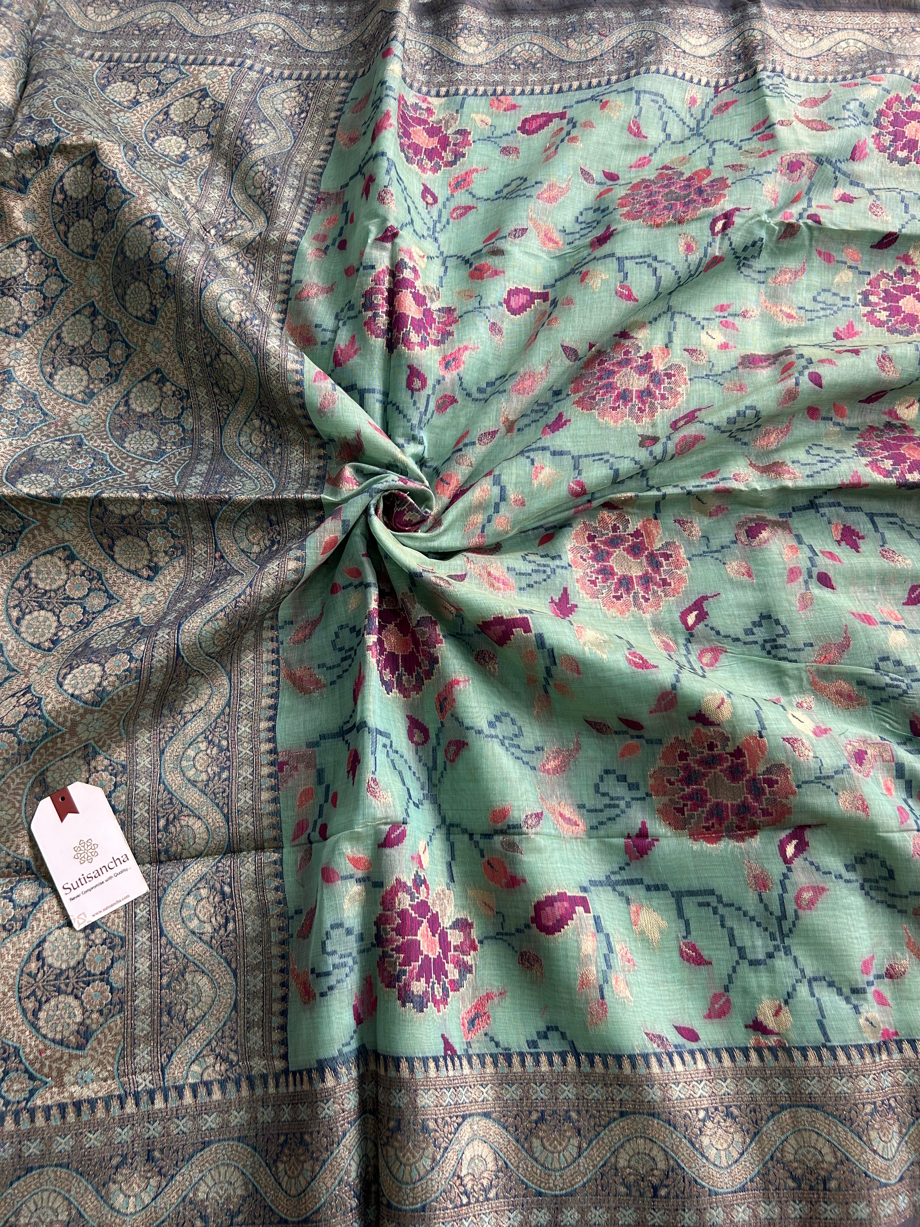 Mayra Heritage Cotton Saree Ornamental Floral Weave