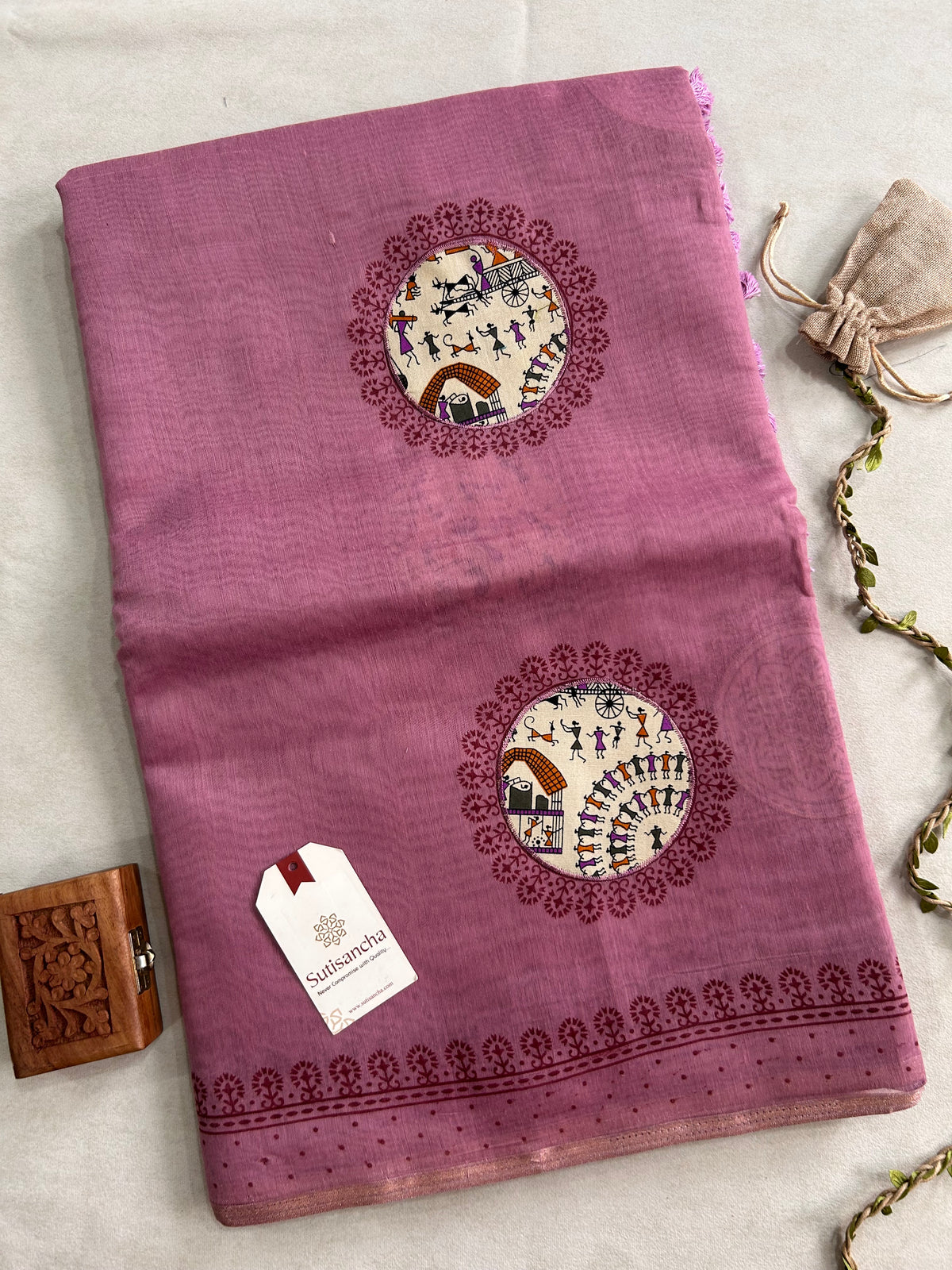Tarini Heritage Cotton Saree Folk Art Ekkat Pallu Design
