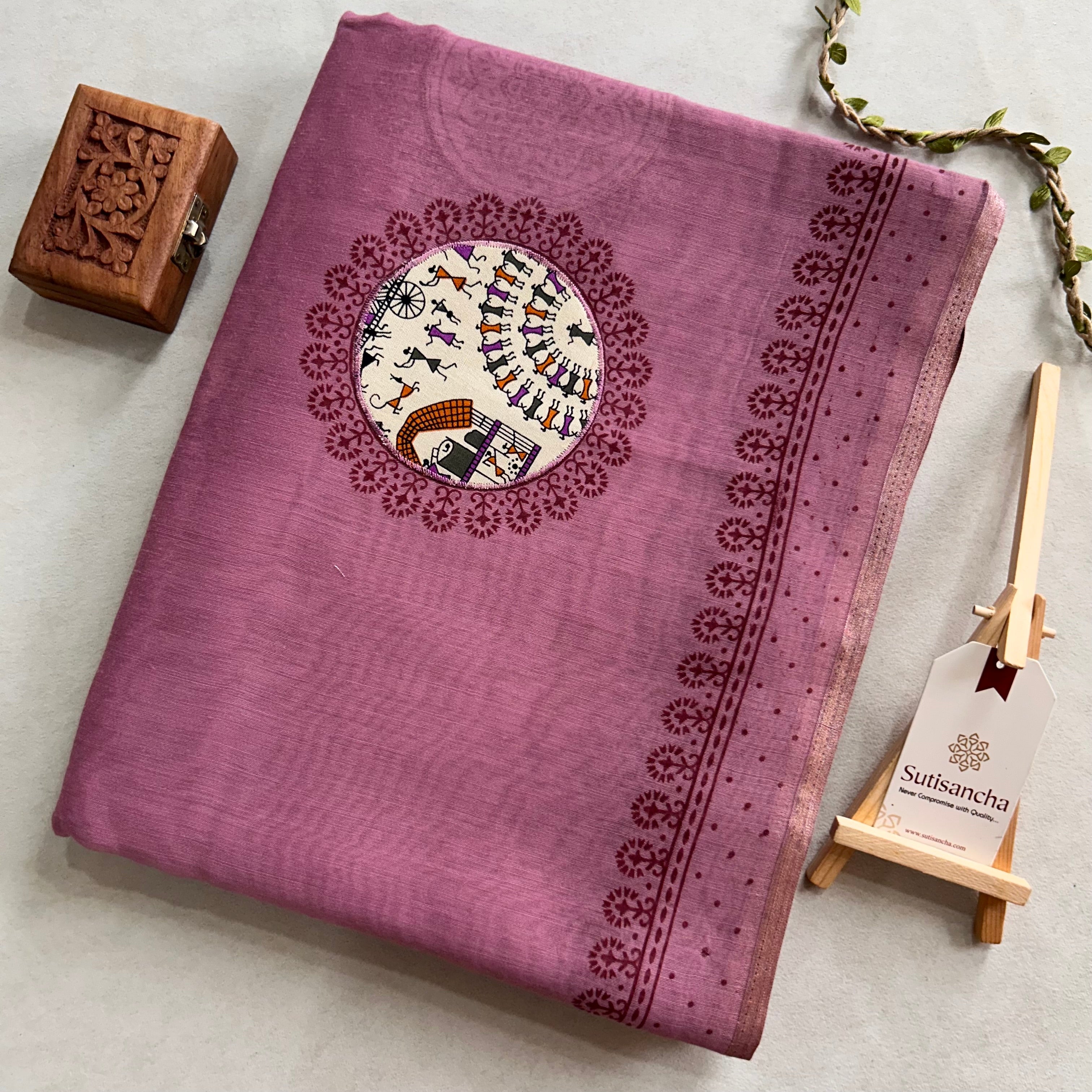 Tarini Heritage Cotton Saree Folk Art Ekkat Pallu Design