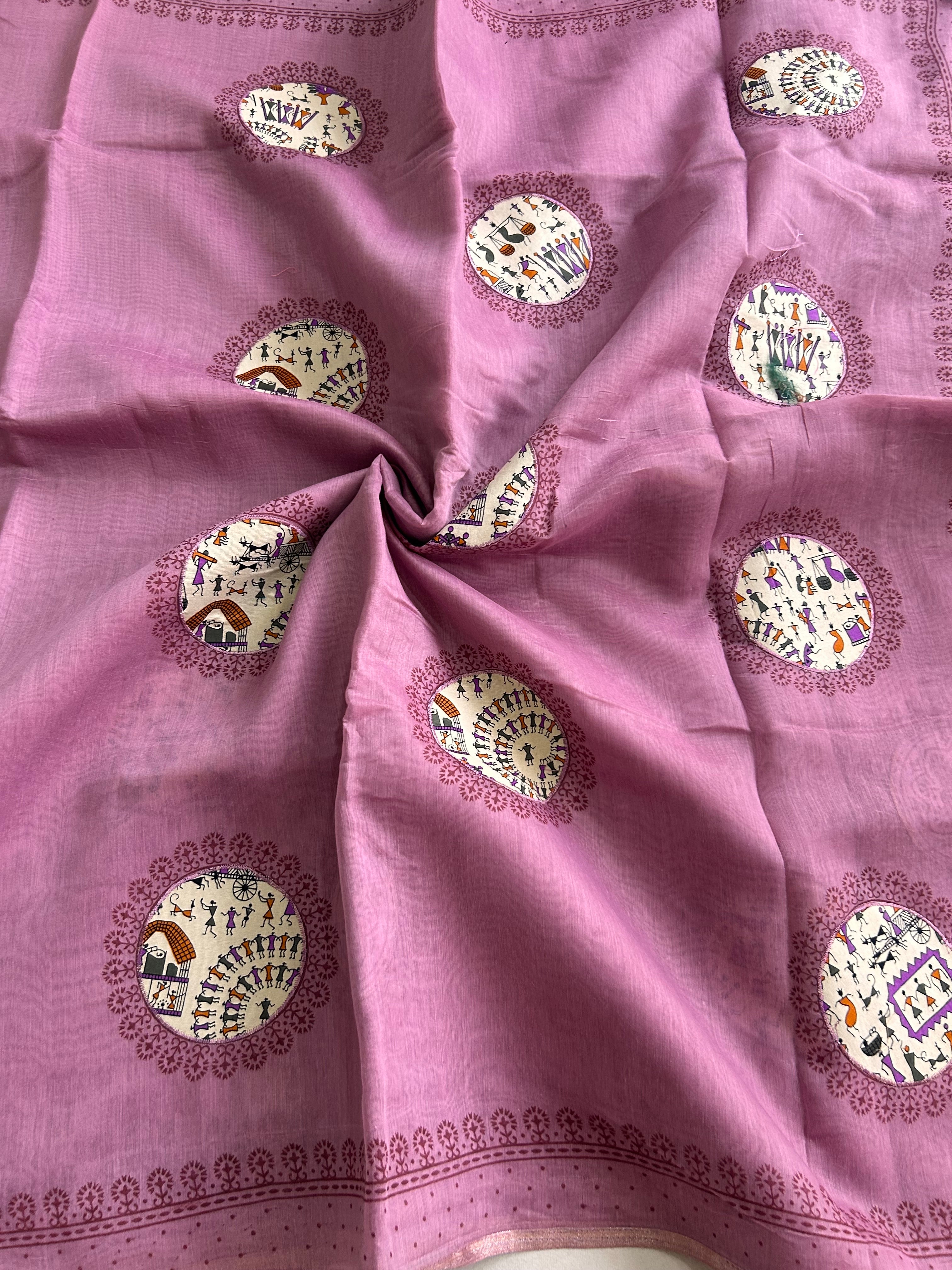 Tarini Heritage Cotton Saree Folk Art Ekkat Pallu Design