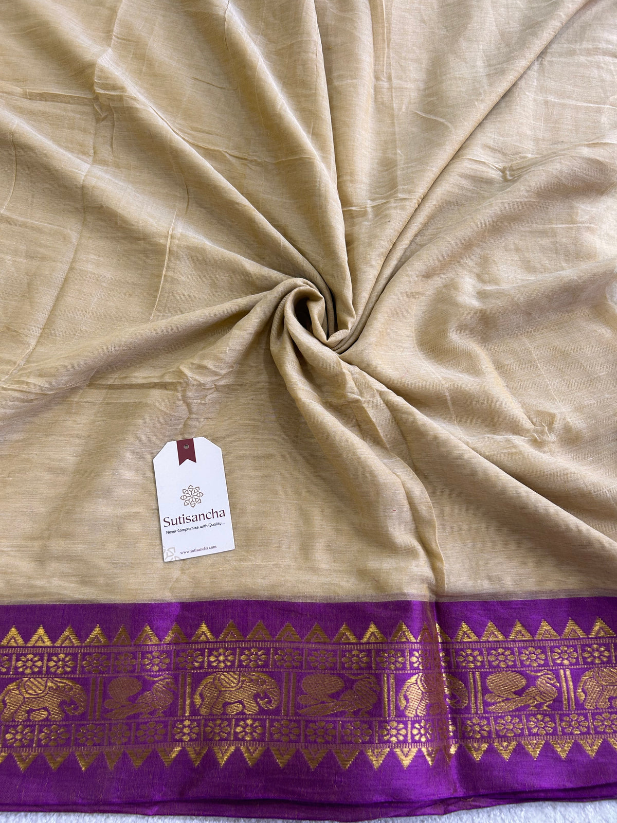 Mulaya Heritage Mul Cotton Saree Ornamental Contrast Border