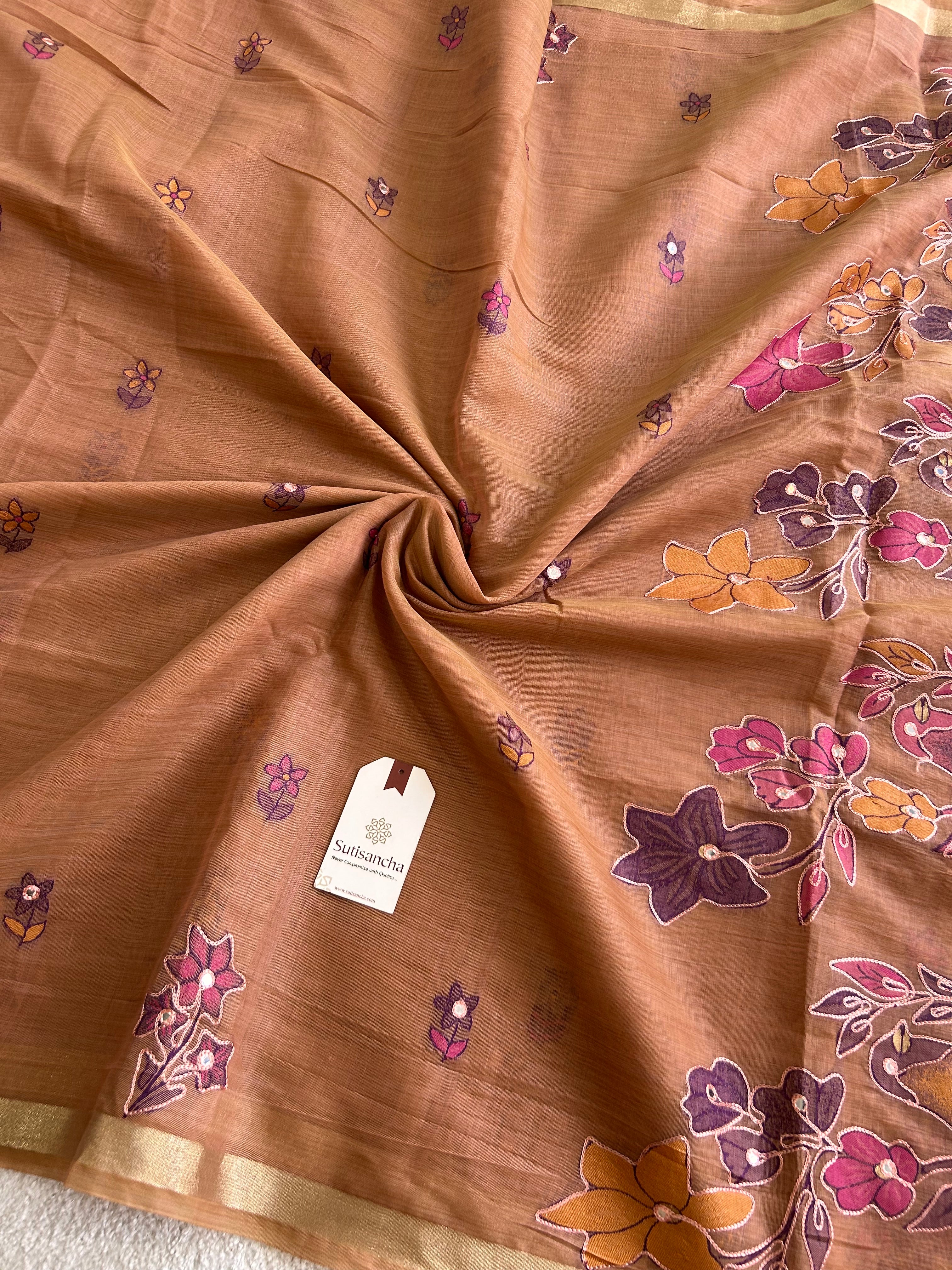 Vihanga Cotton Saree Bird Floral Design