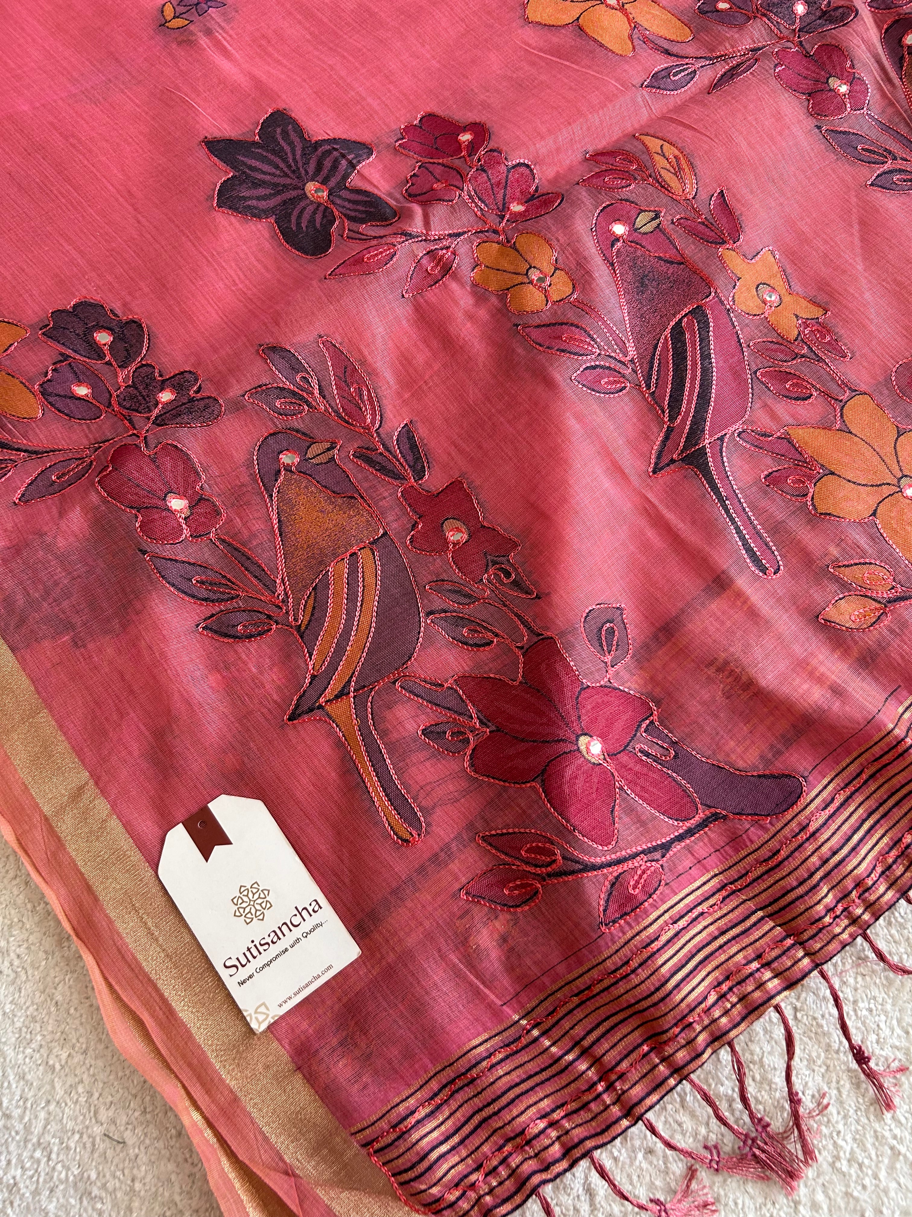 Vihanga Cotton Saree Bird Floral Design