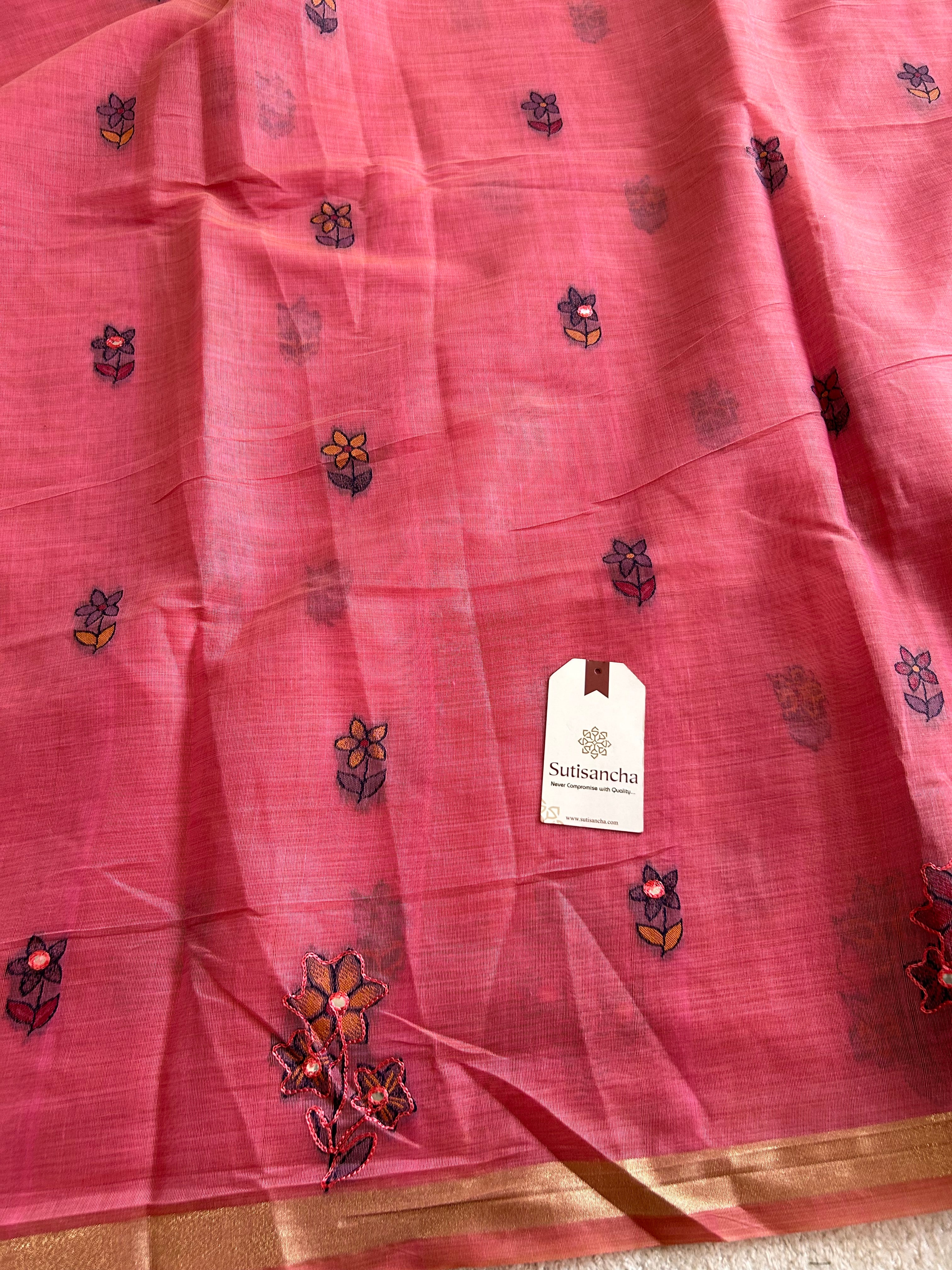 Vihanga Cotton Saree Bird Floral Design