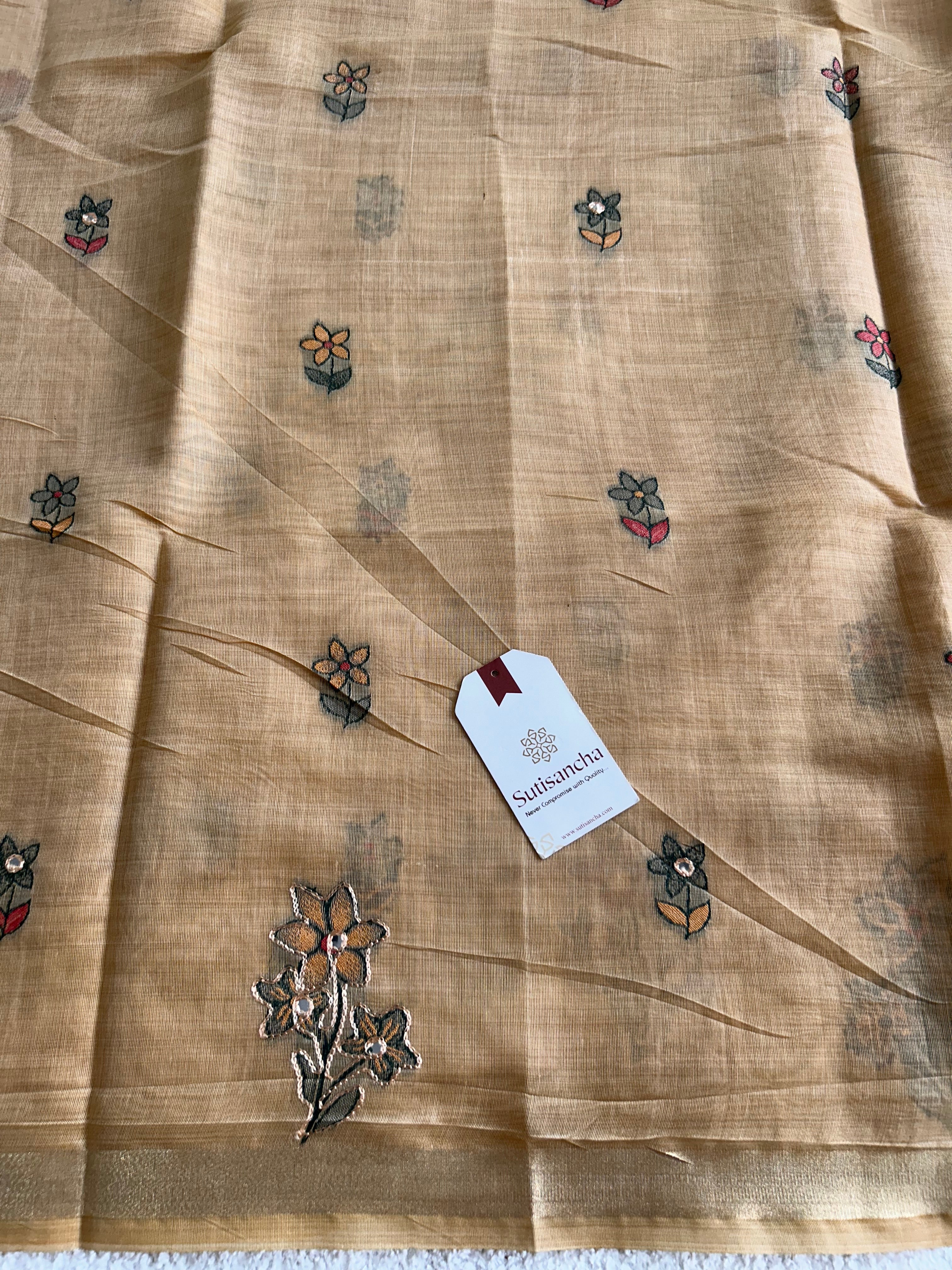 Vihanga Cotton Saree Bird Floral Design