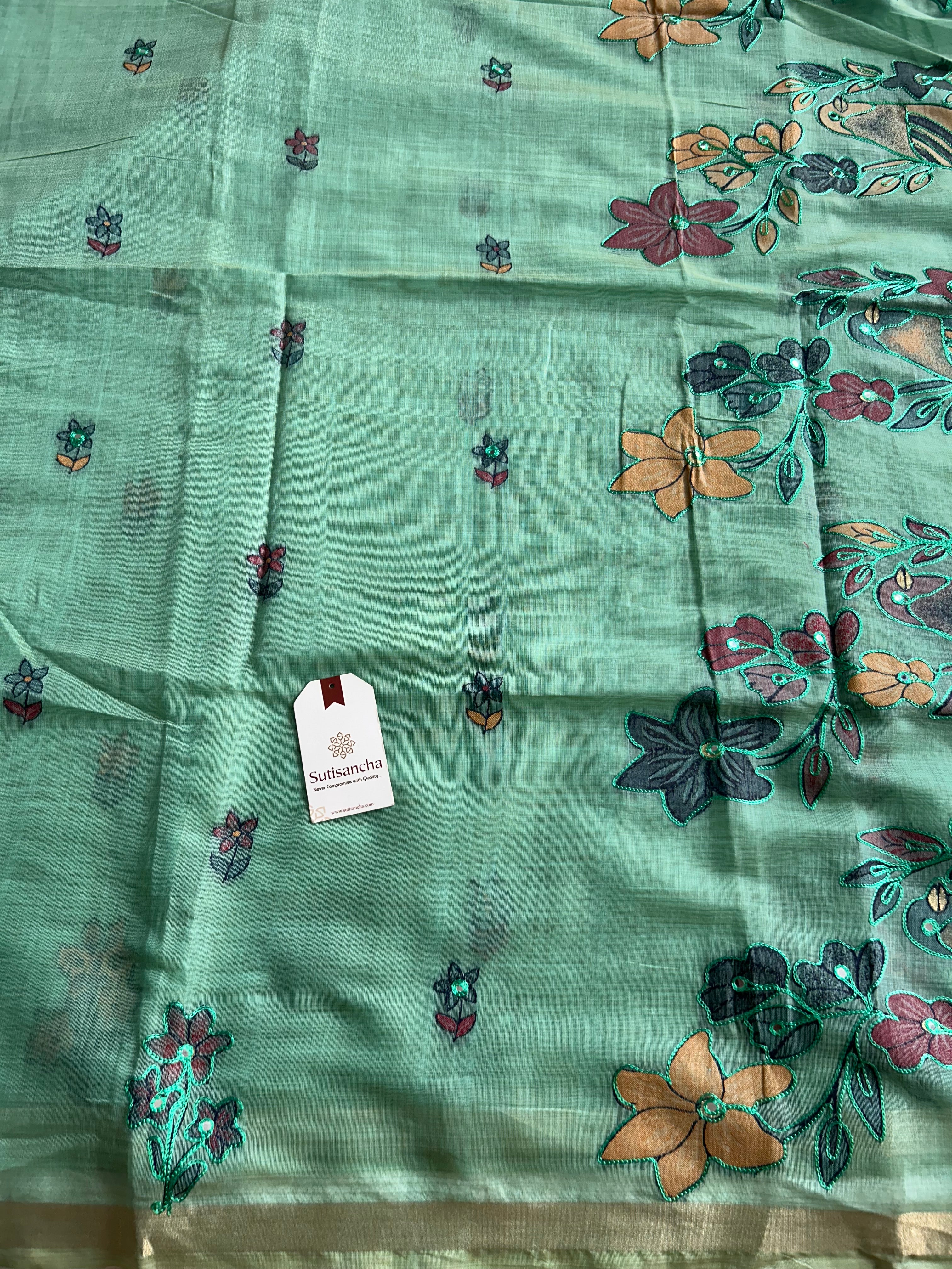 Vihanga Cotton Saree Bird Floral Design