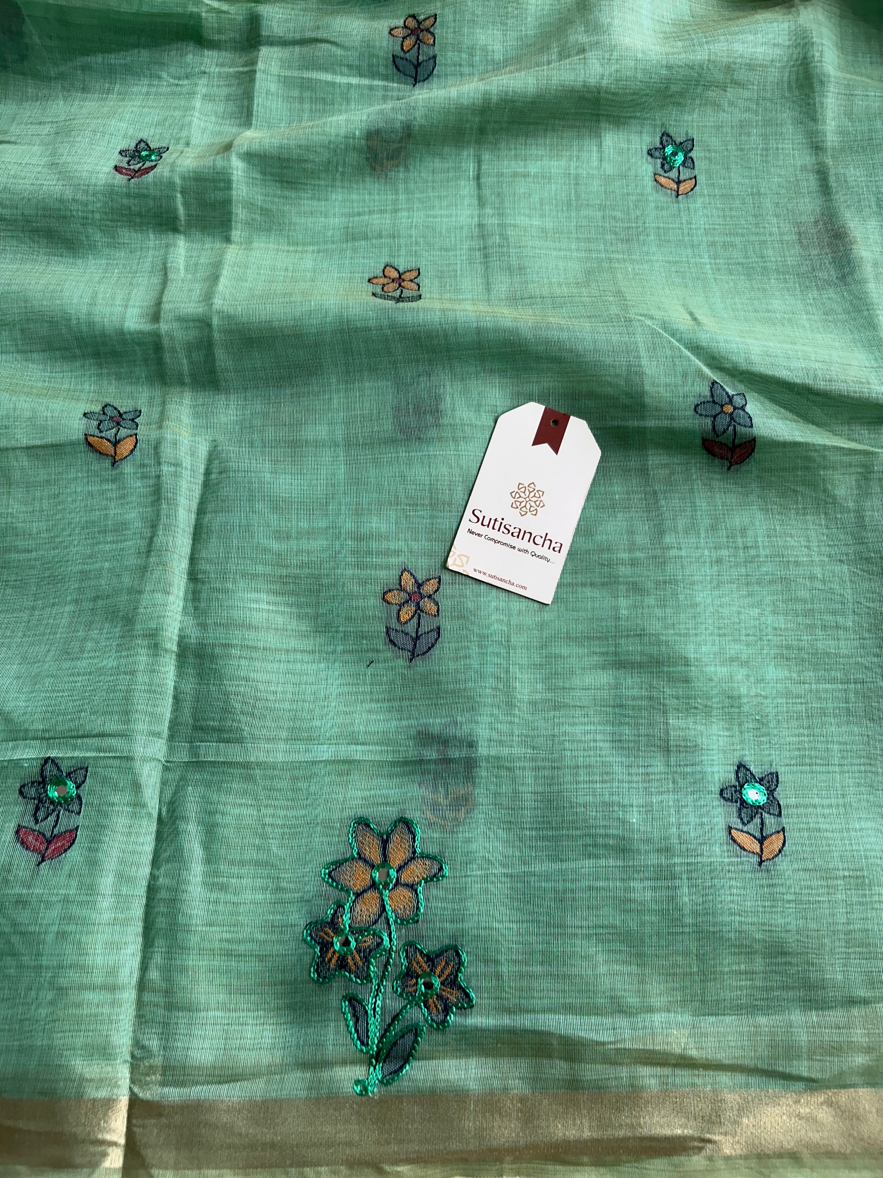 Vihanga Cotton Saree Bird Floral Design