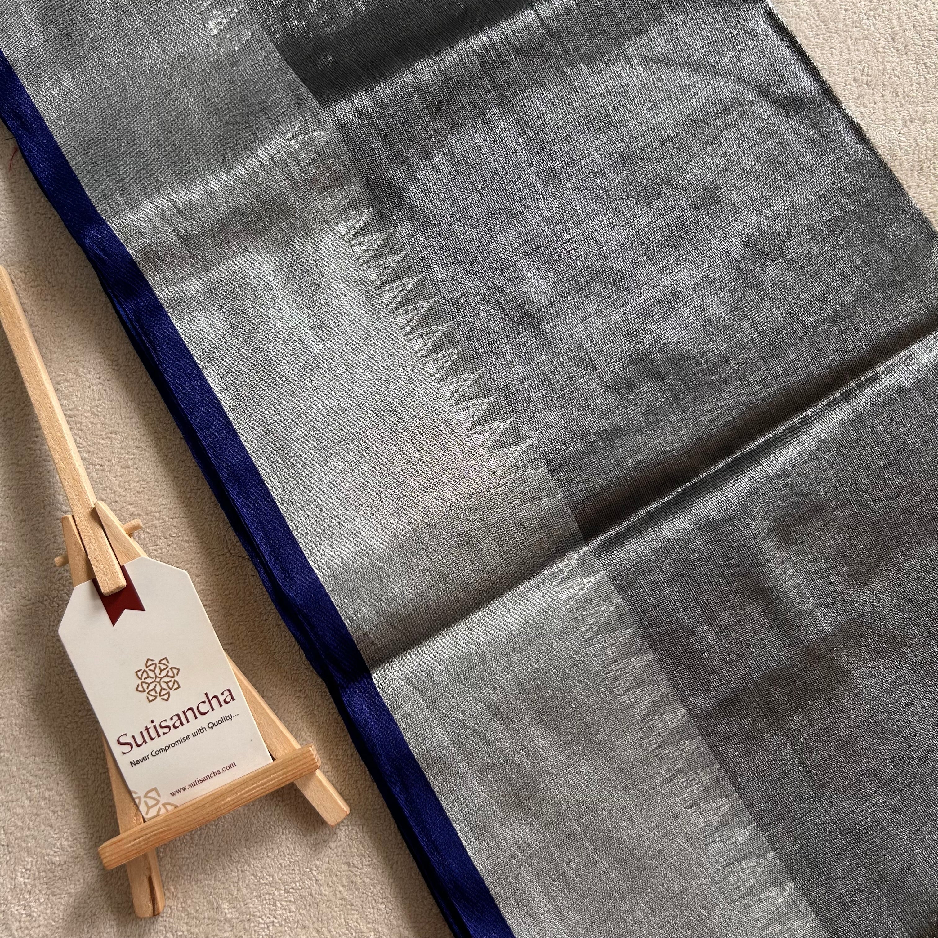 Sutisancha Gray Handloom Cotton Tissue Saree