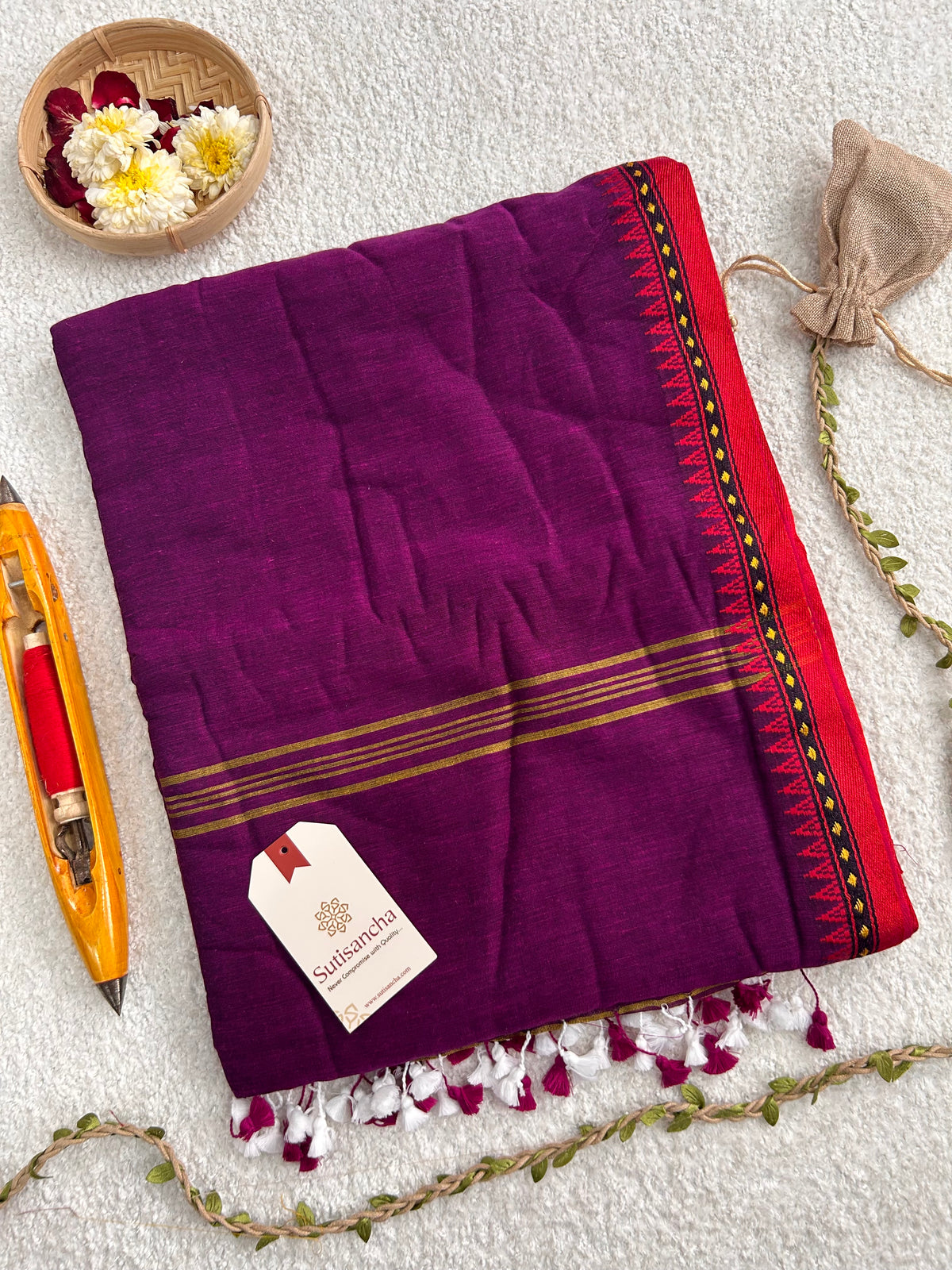 Ruhika Heritage Border Pure Mul Cotton Handloom Saree