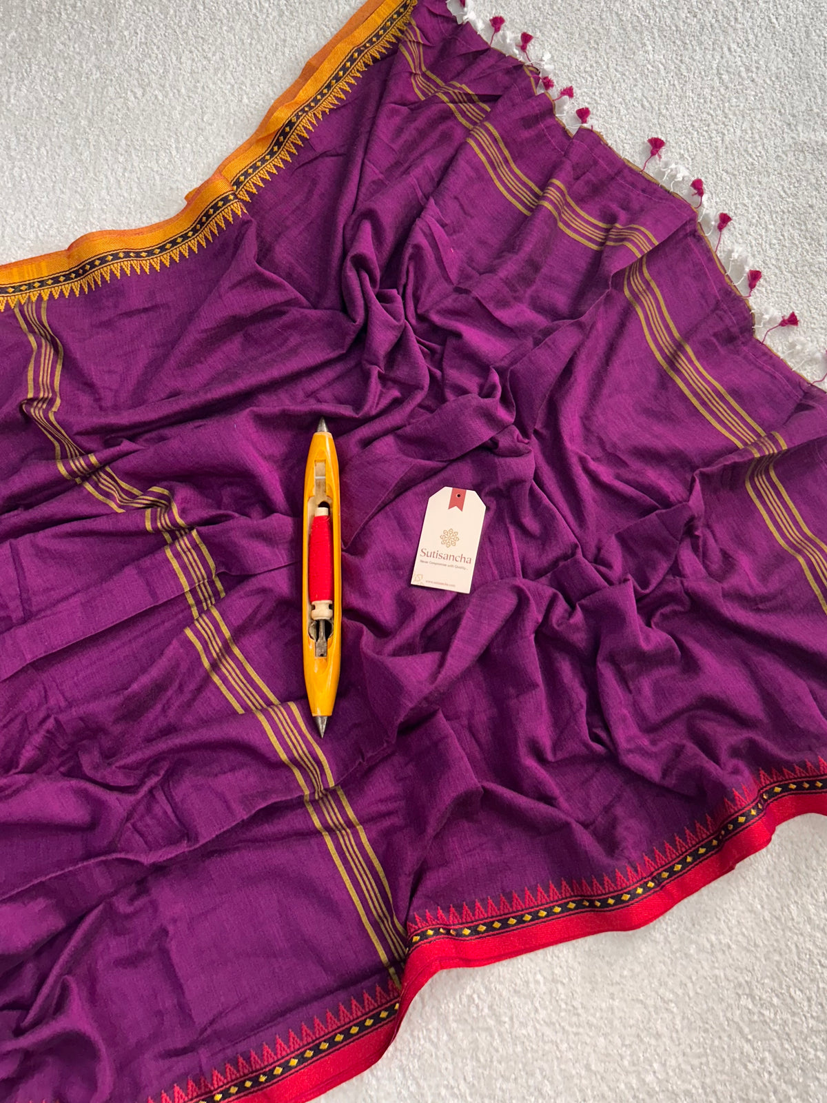 Ruhika Heritage Border Pure Mul Cotton Handloom Saree