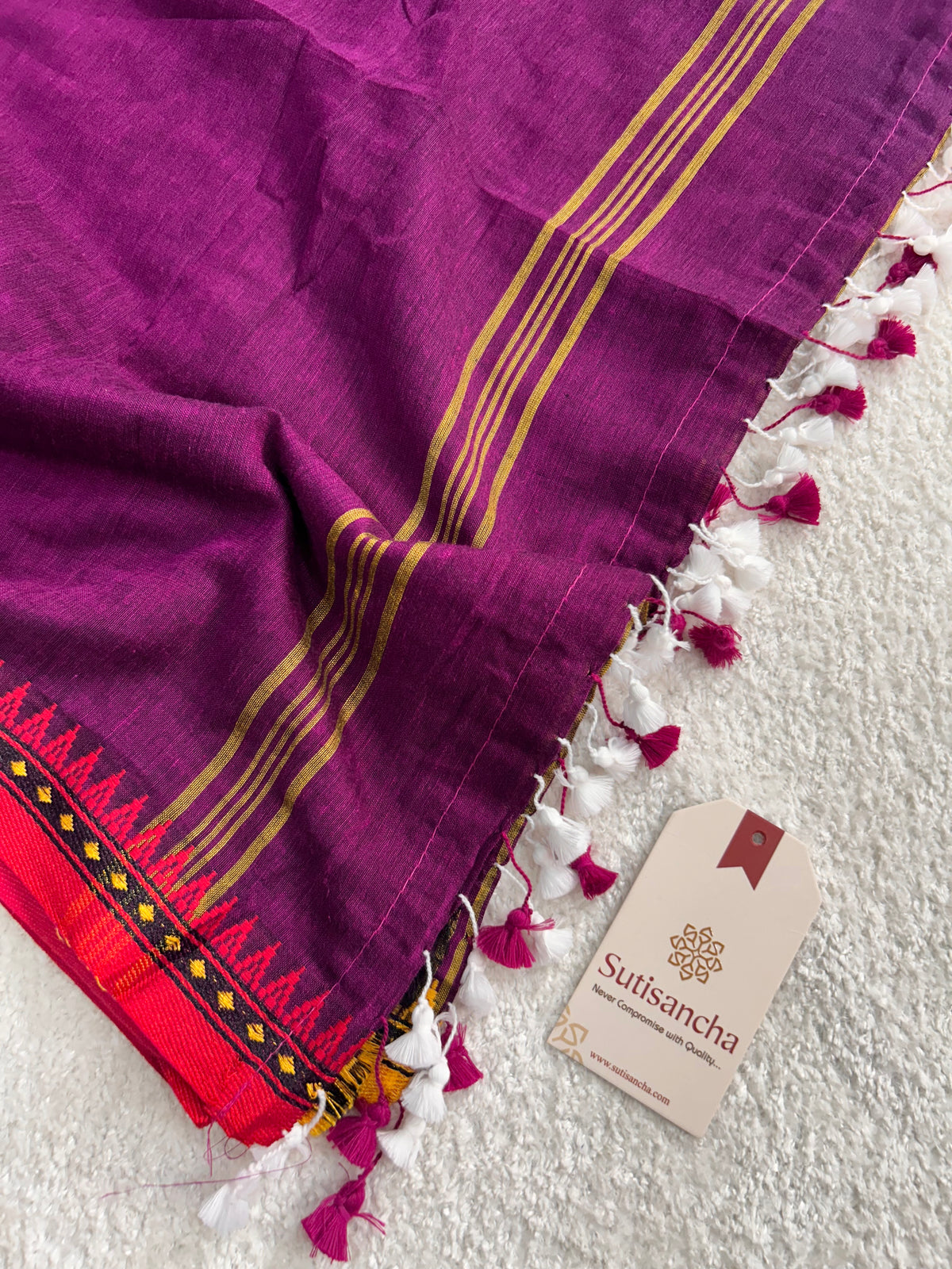 Ruhika Heritage Border Pure Mul Cotton Handloom Saree