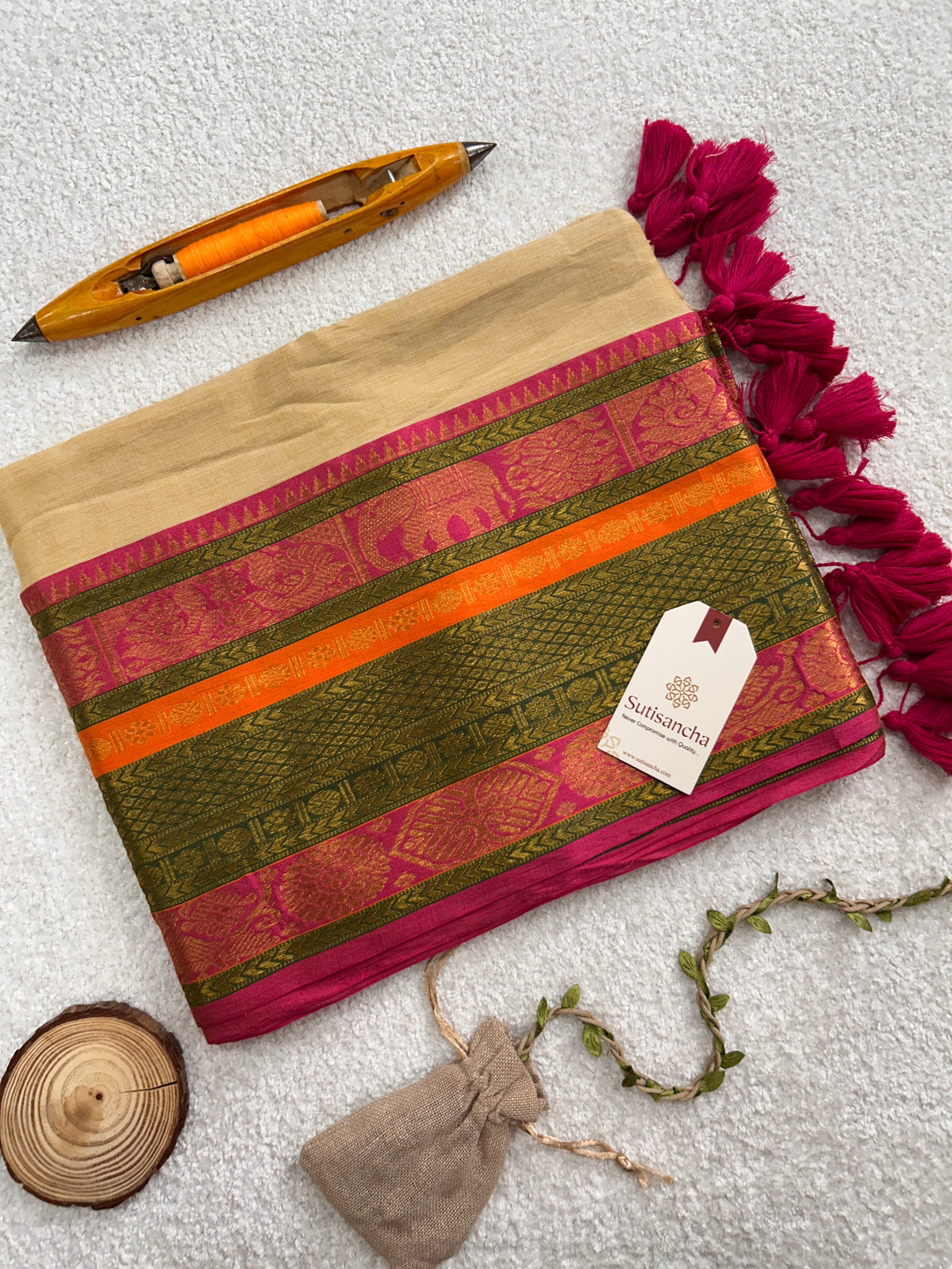 Mulaya Regal Heritage Zari Border Pure Mul Cotton Saree
