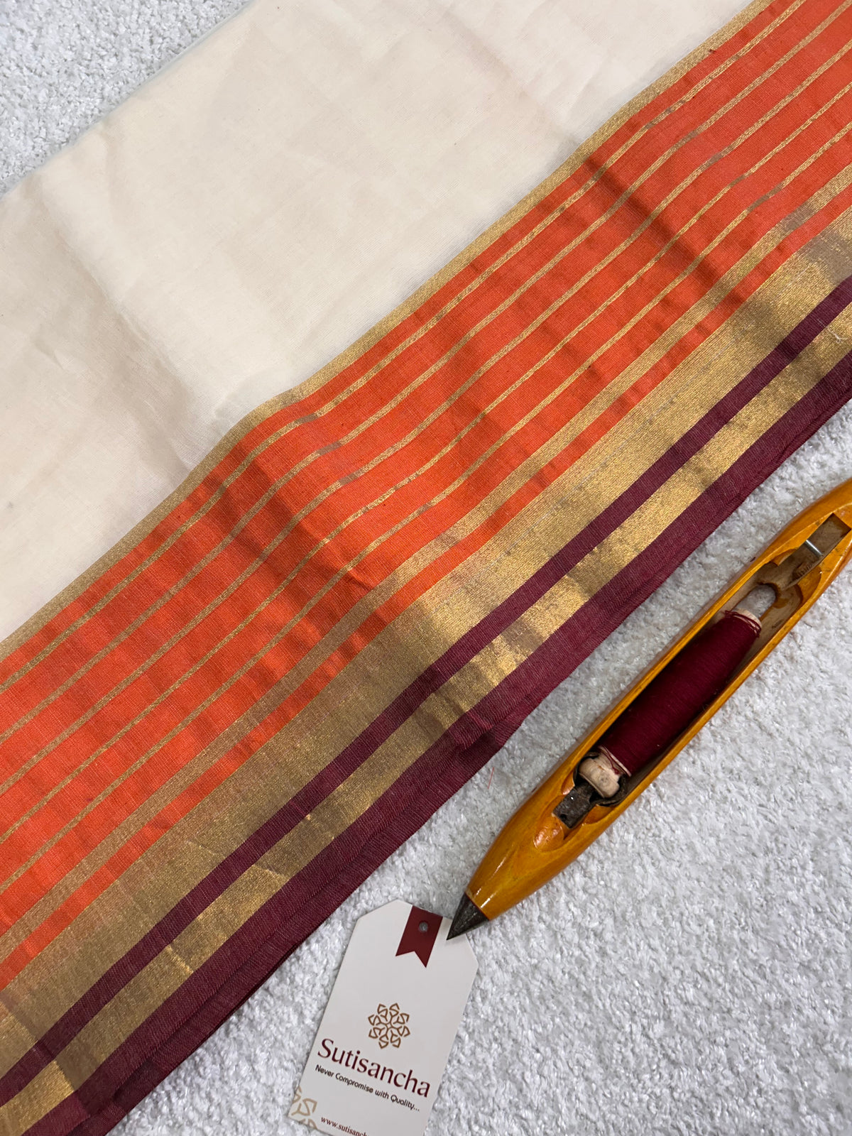 Mulaya Linear Zari Panel Pure Mul Cotton Saree