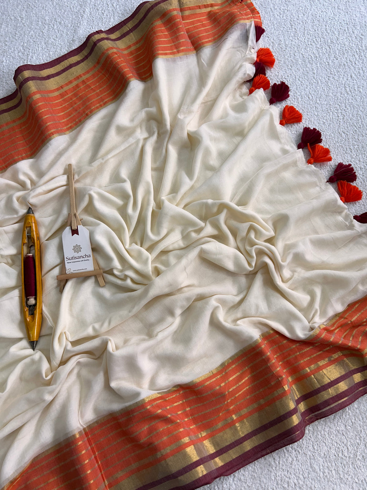 Mulaya Linear Zari Panel Pure Mul Cotton Saree