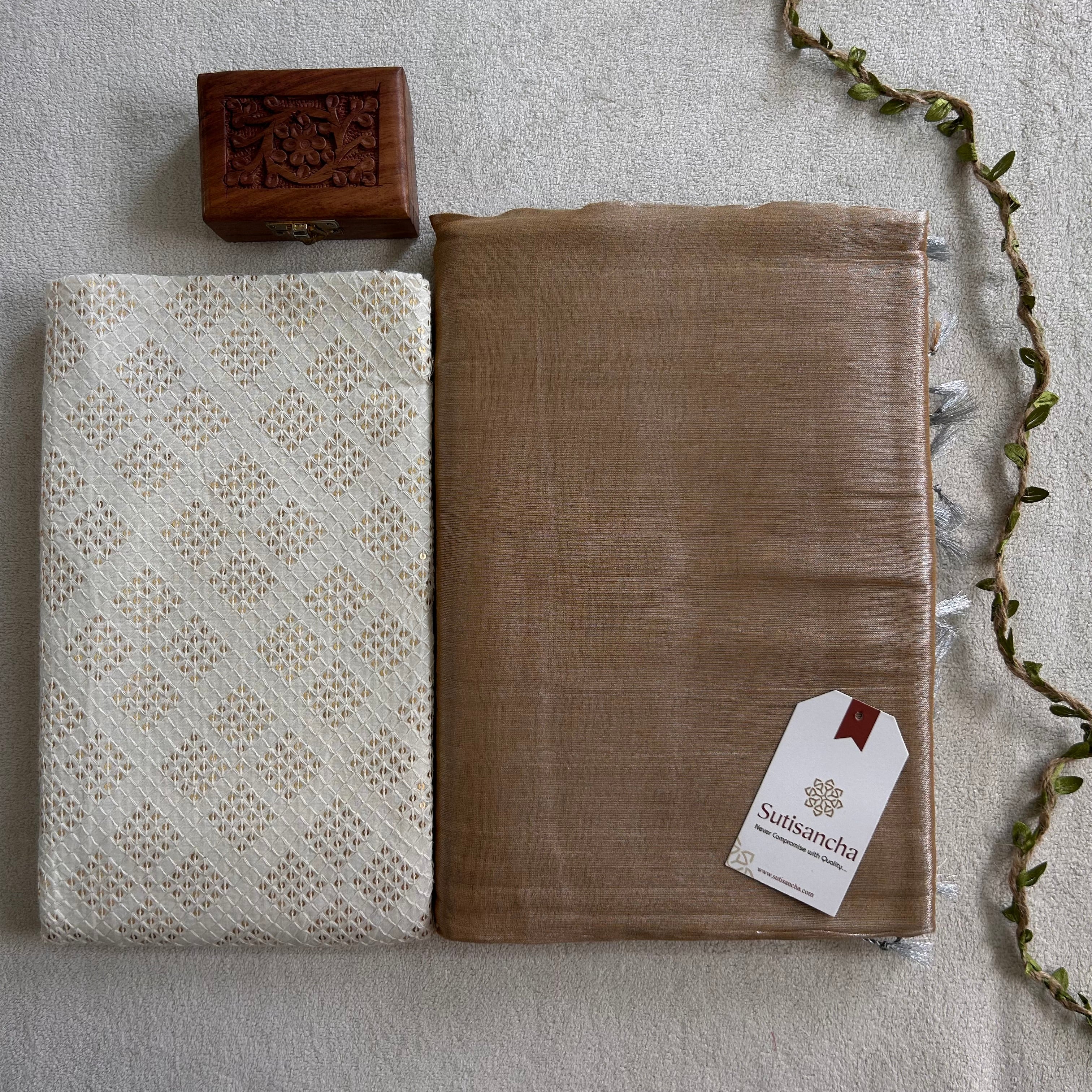 Sutisancha Skeen Handloom Tissue Saree With Designer Blouse