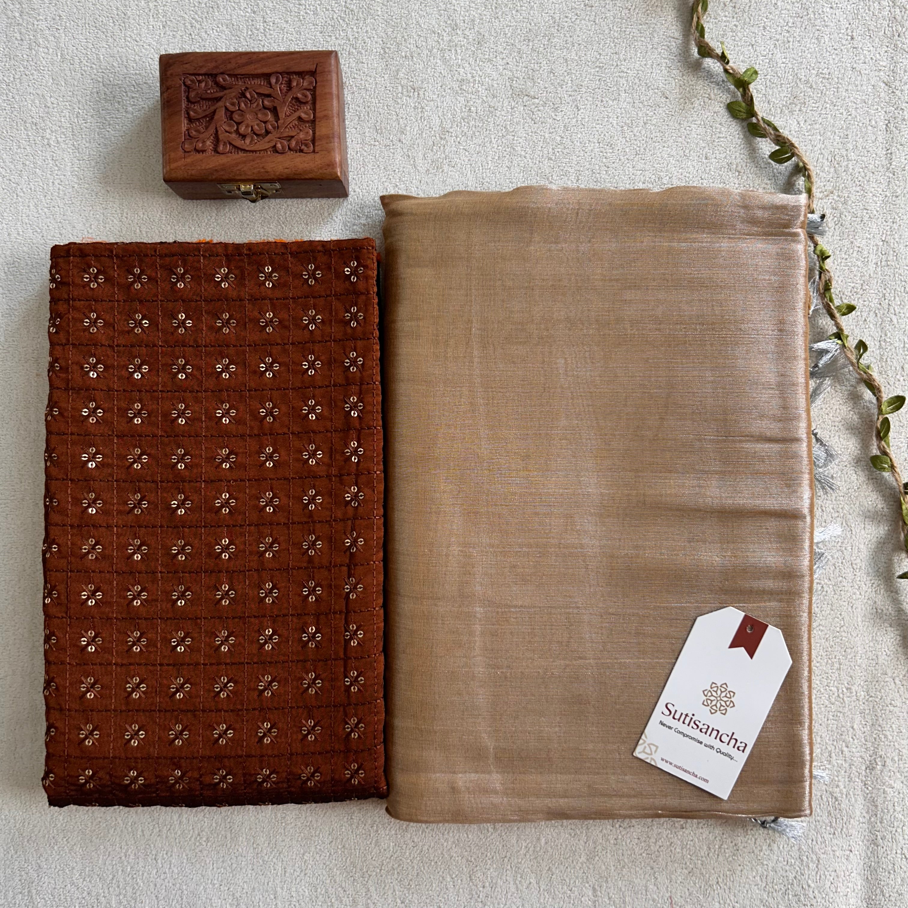 Sutisancha Skeen Handloom Tissue Saree With Designer Blouse