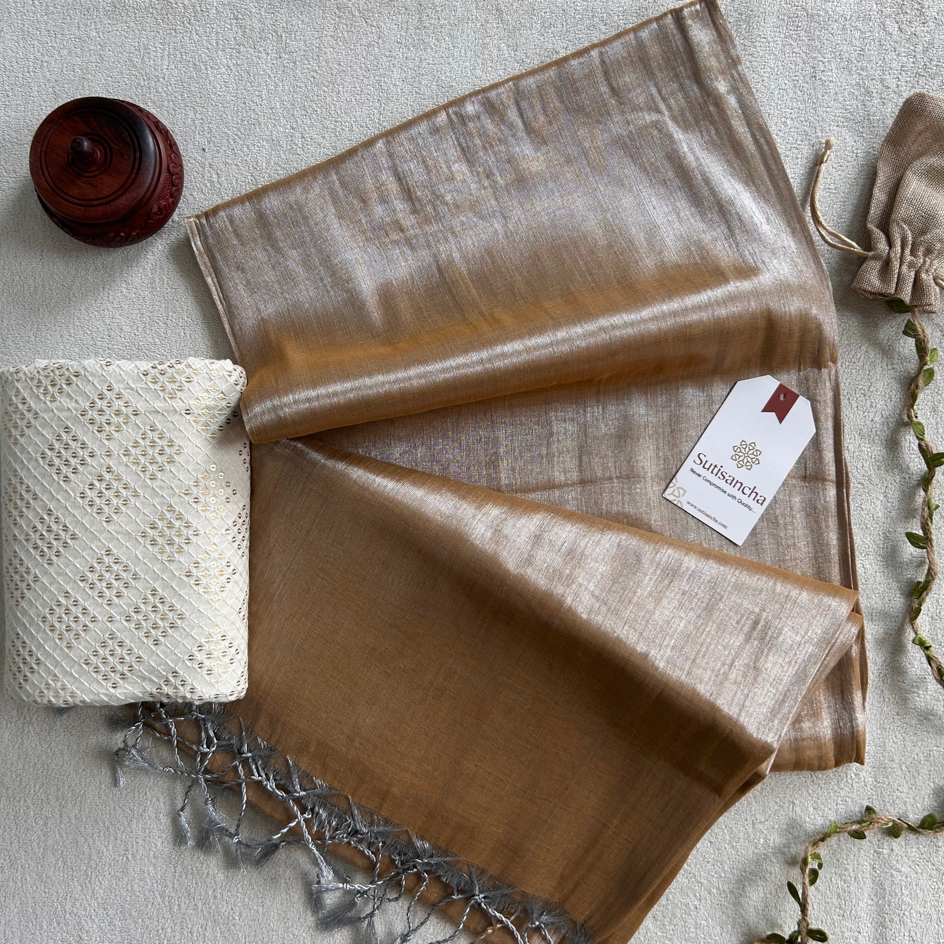 Sutisancha Skeen Handloom Tissue Saree With Designer Blouse