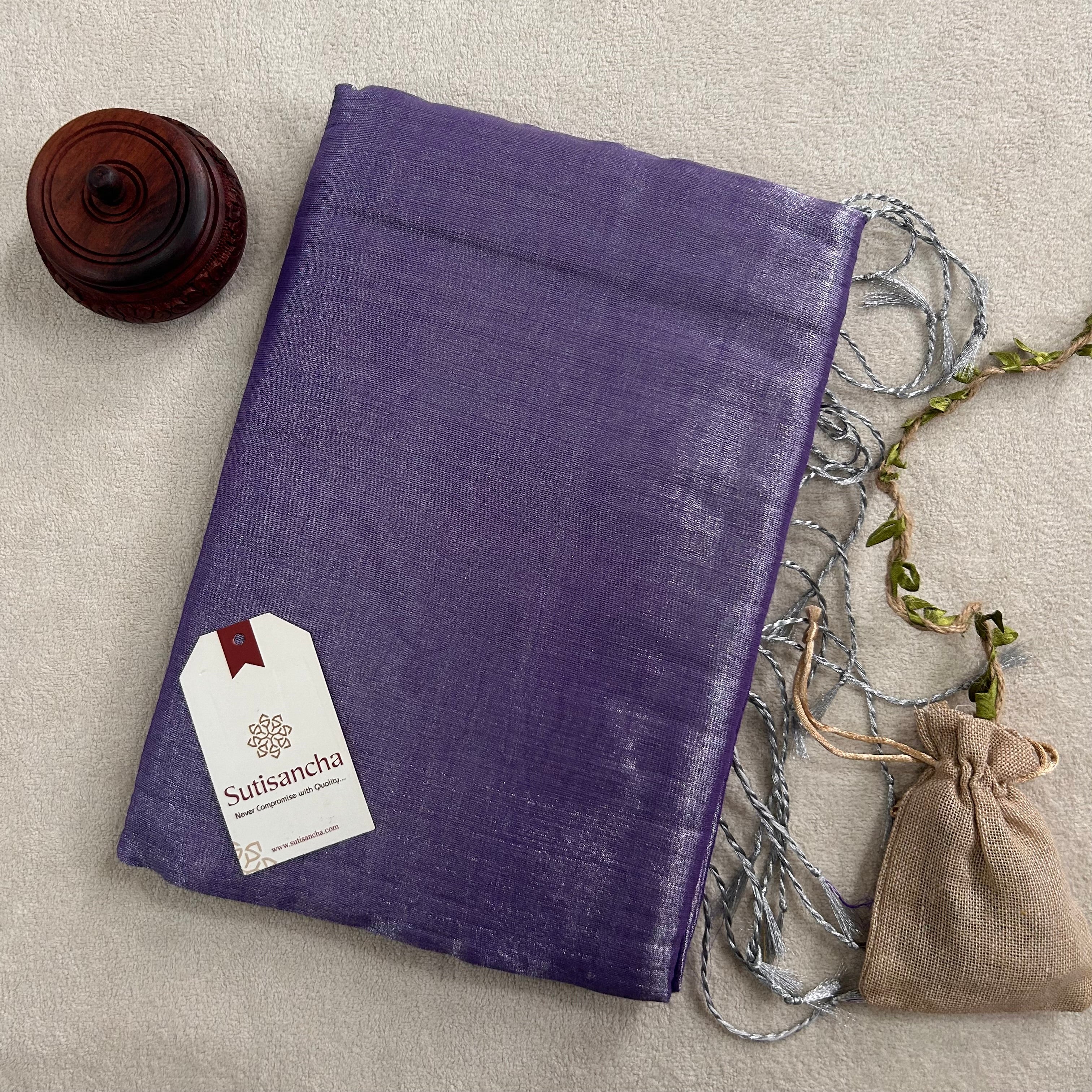Sutisancha Lavender Handloom Tissue Saree