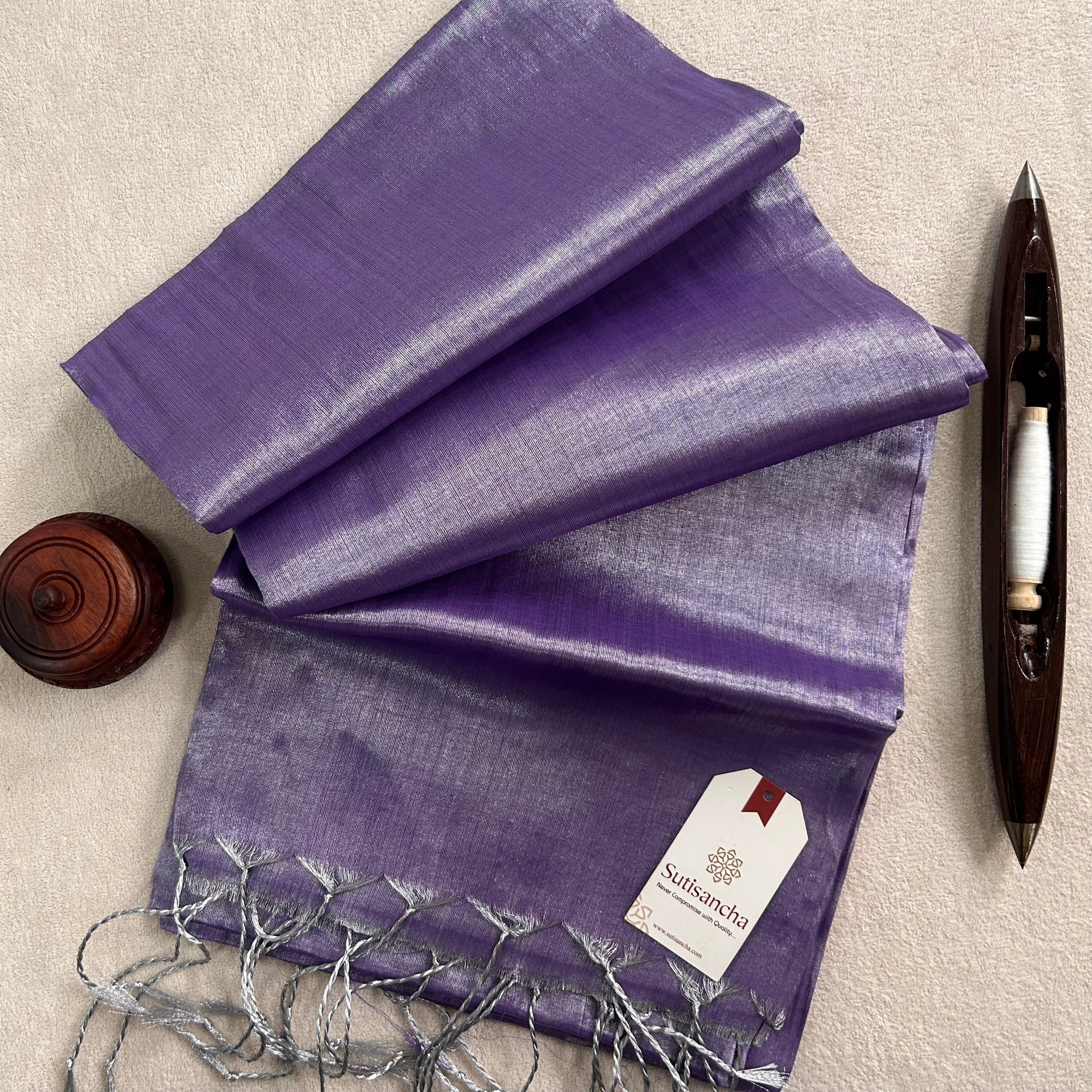 Sutisancha Lavender Handloom Tissue Saree