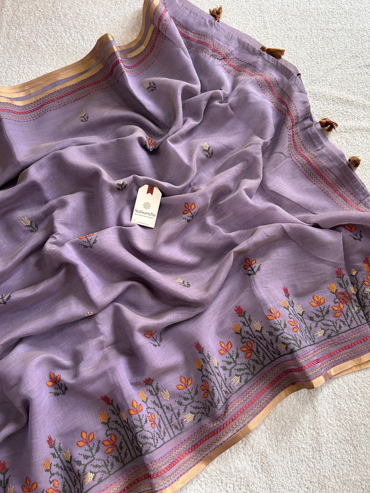 Madhavi Floral Garden Border Classic Cotton Saree