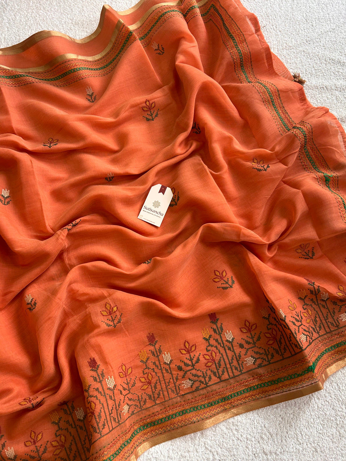 Madhavi Floral Garden Border Classic Cotton Saree