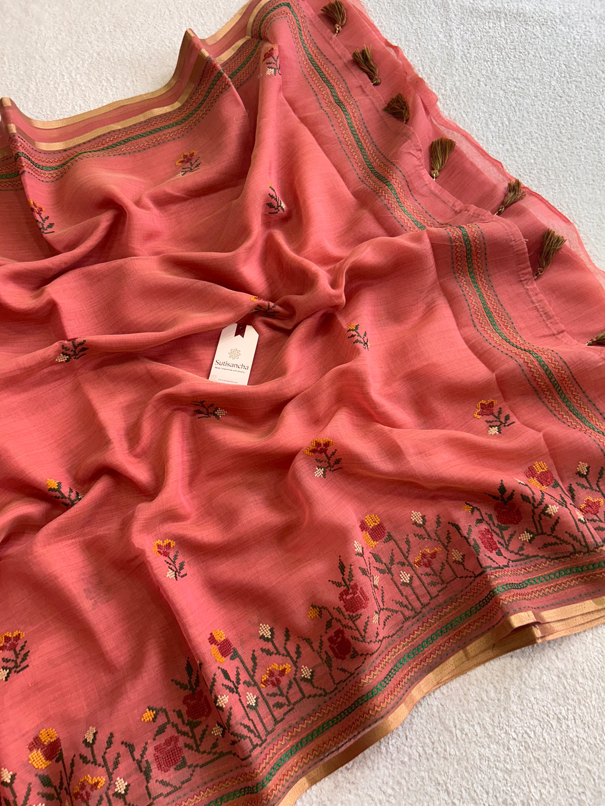 Kusuma Floral Garden Border Classic Cotton Saree