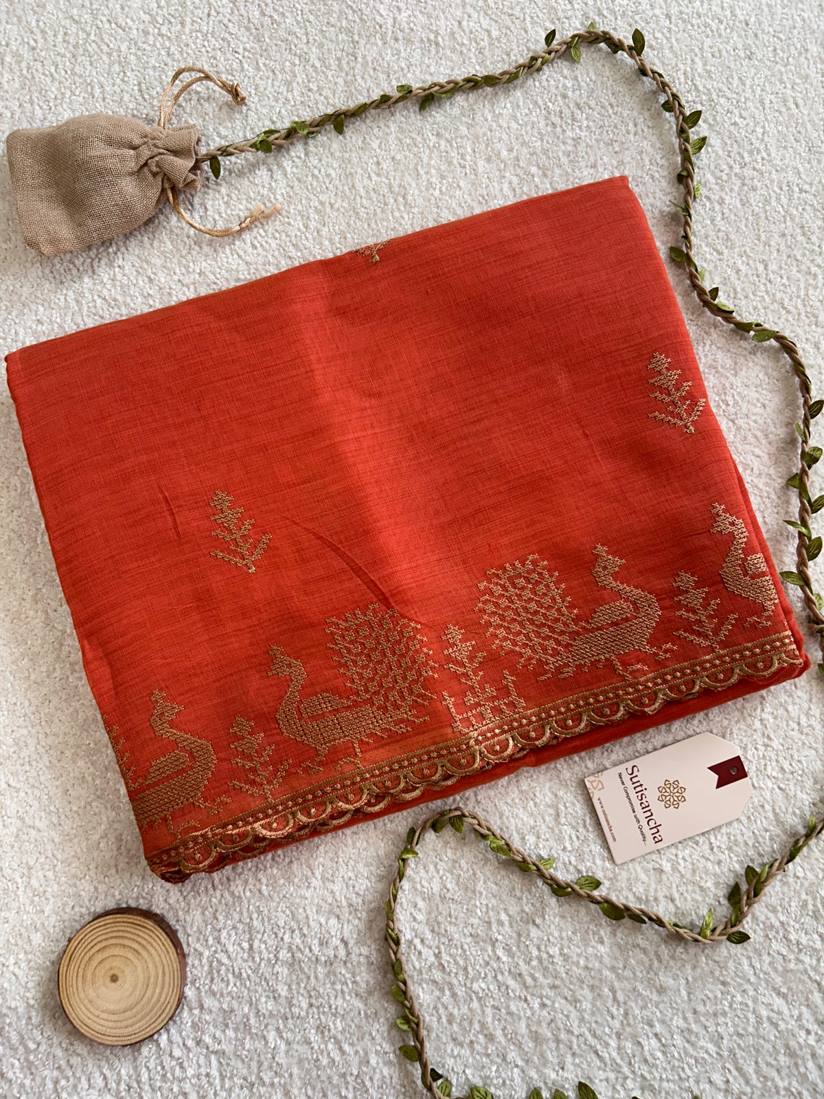 Peacock Heritage Border Classic Cotton Saree