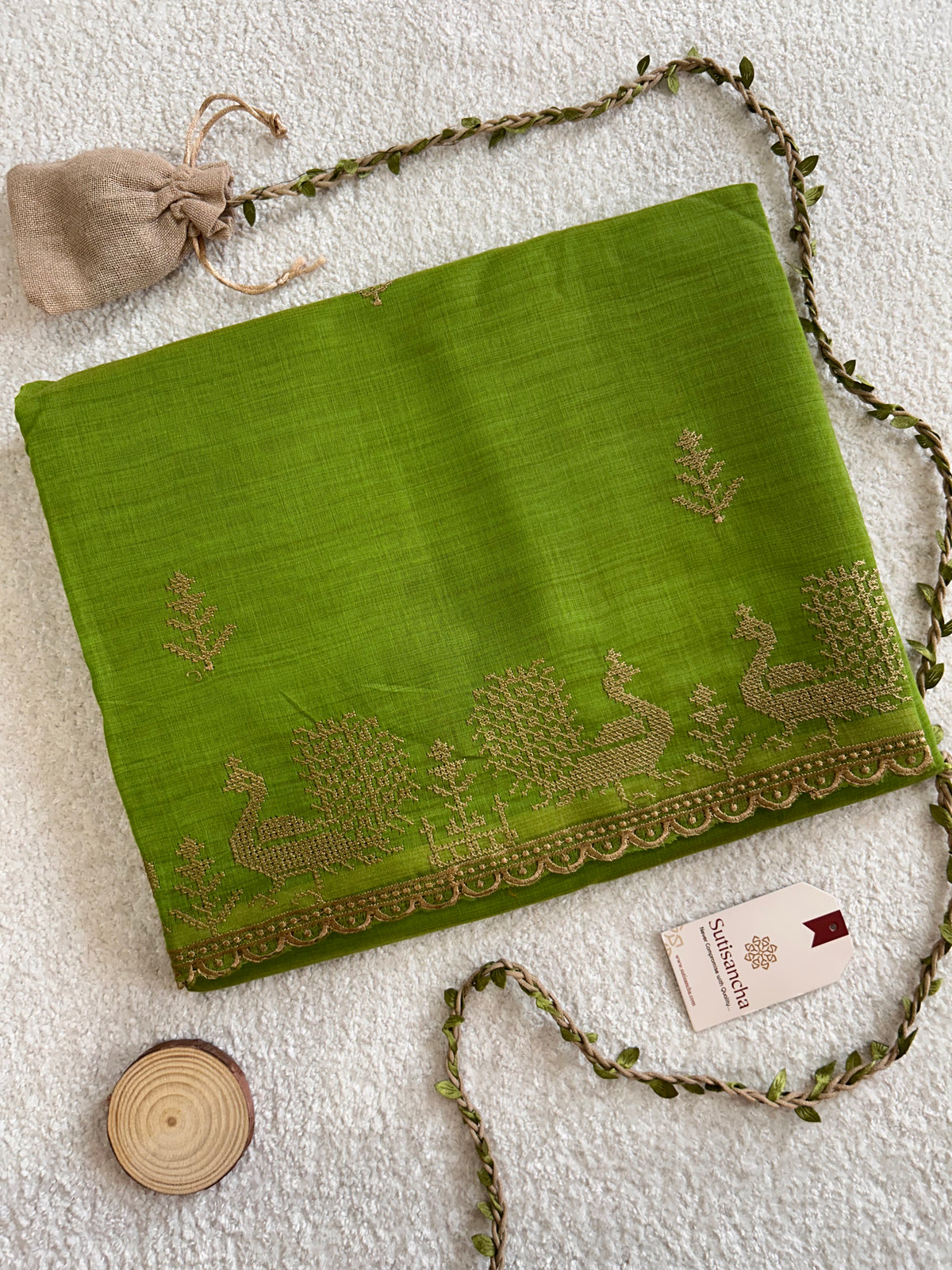 Peacock Heritage Border Classic Cotton Saree