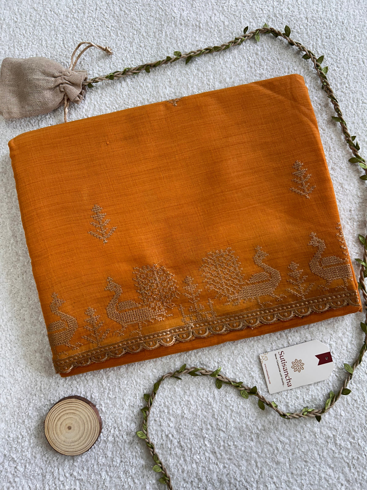 Peacock Heritage Border Classic Cotton Saree
