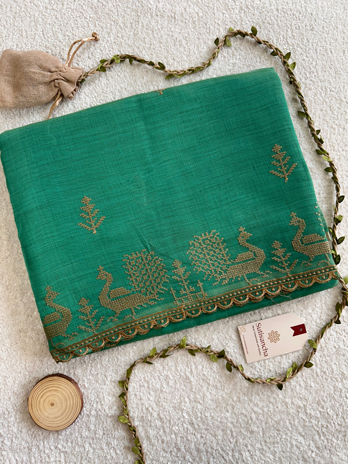 Peacock Heritage Border Classic Cotton Saree