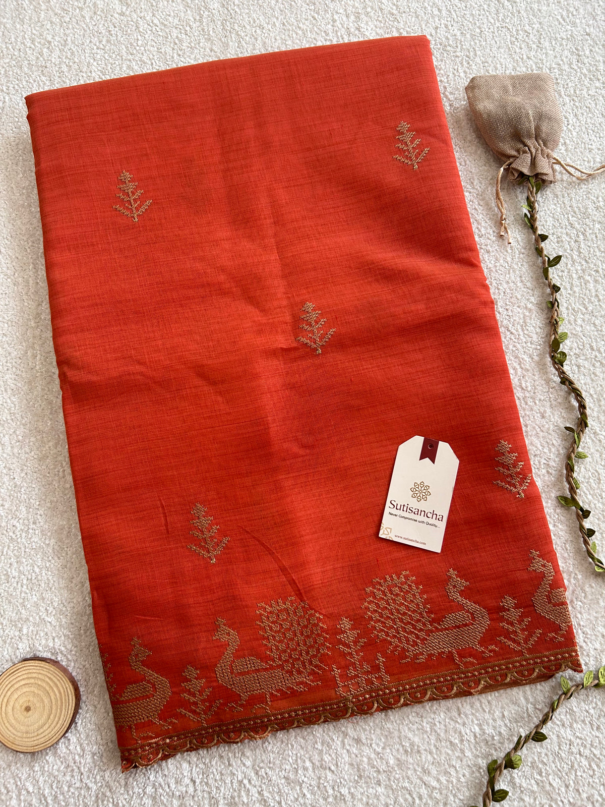 Peacock Heritage Border Classic Cotton Saree