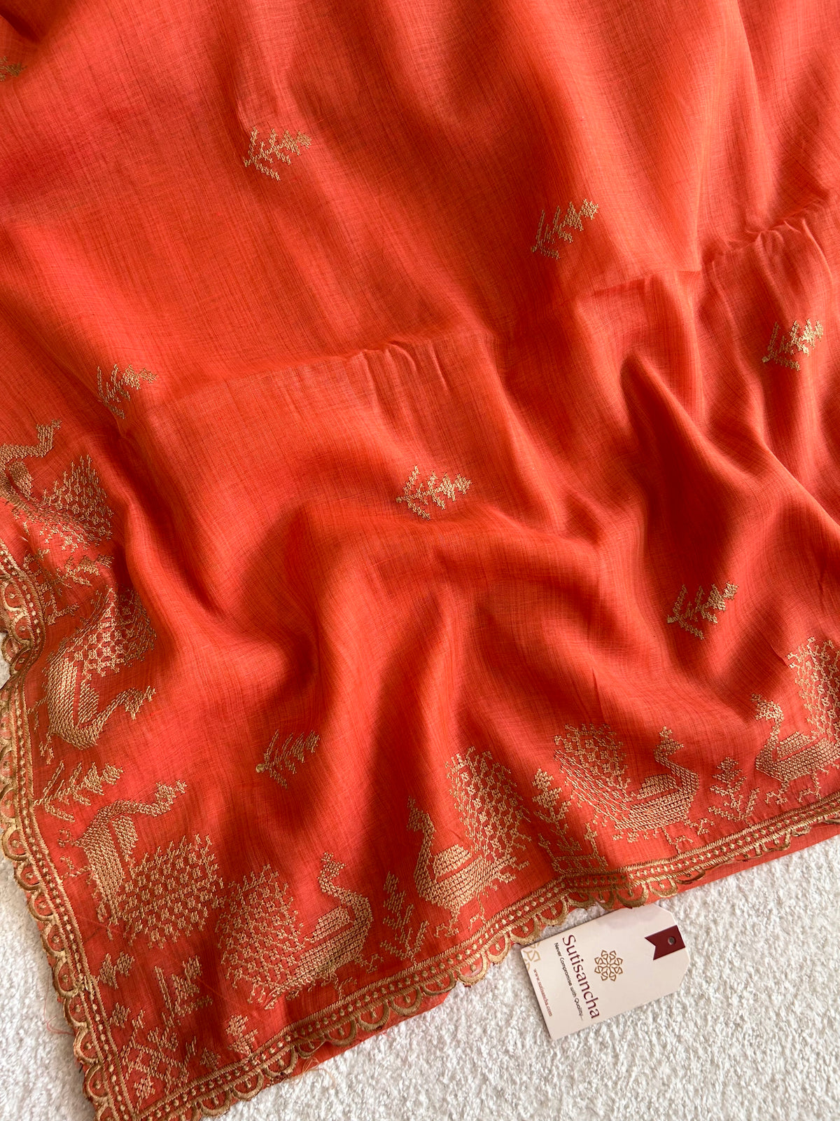 Peacock Heritage Border Classic Cotton Saree