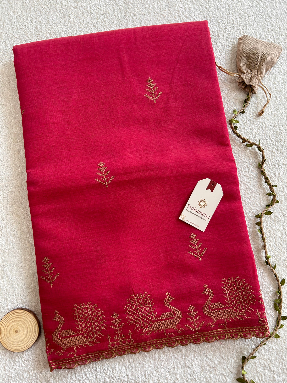Peacock Heritage Border Classic Cotton Saree